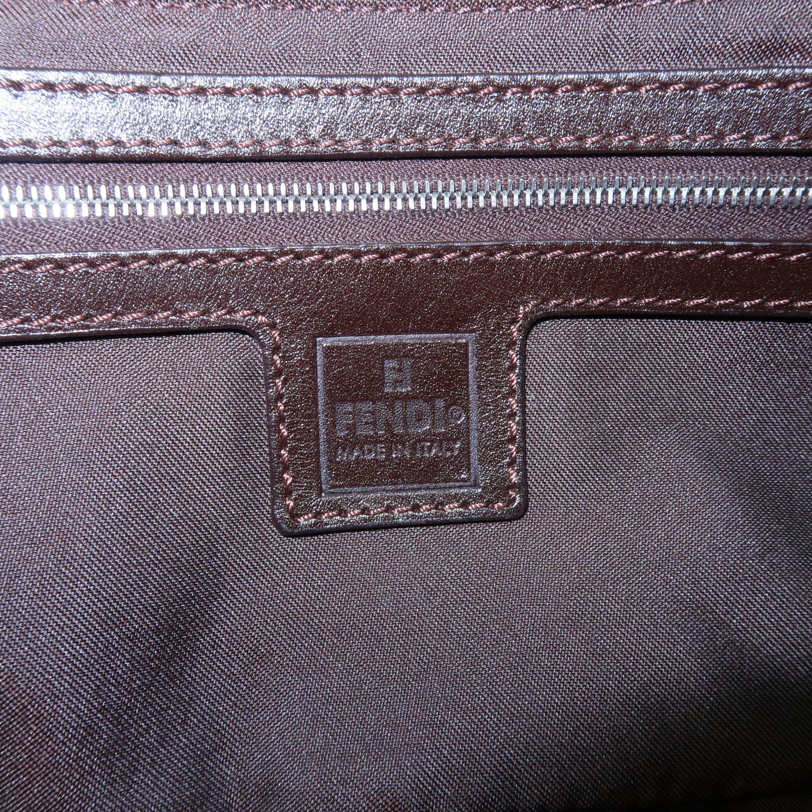 FENDI Mamma Baguette Zucca Canvas Shoulder Bag Brown Black 26424 Used