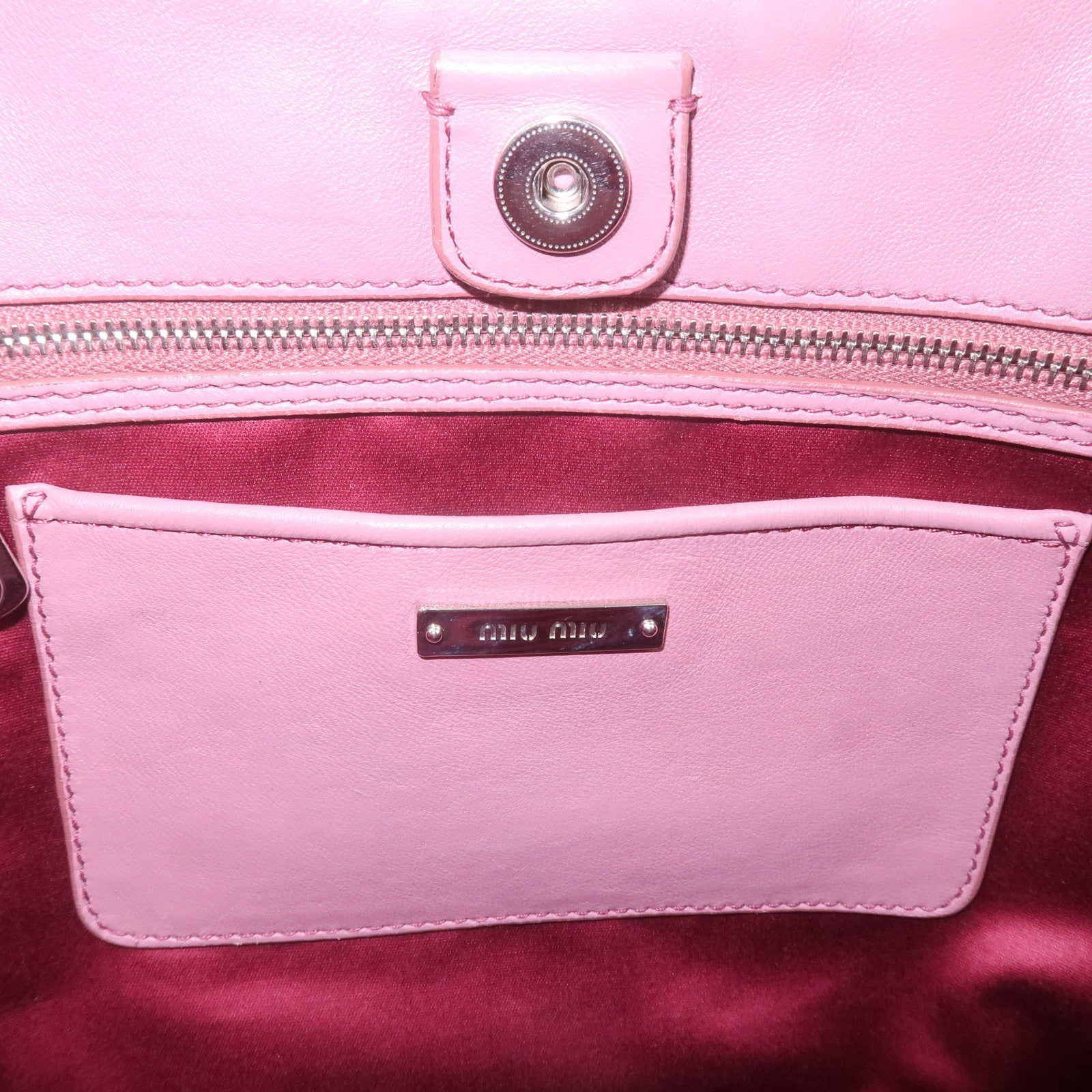 MIU MIU Leather Nappa Crystal 2WAY Bag Hand Bag Pink RN0896