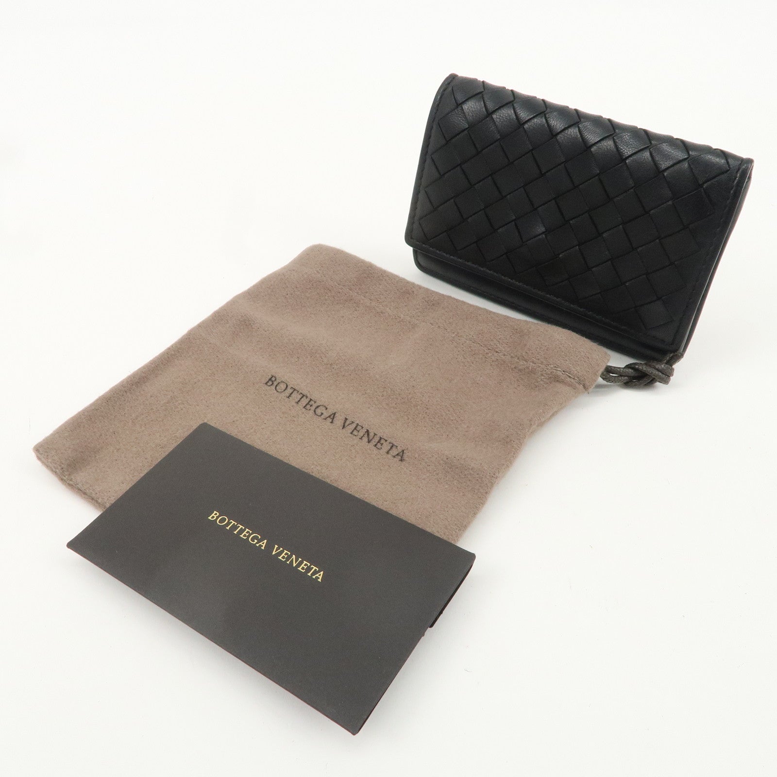 BOTTEGA VENETA Intrecciato Leather Card Case ID Case Black