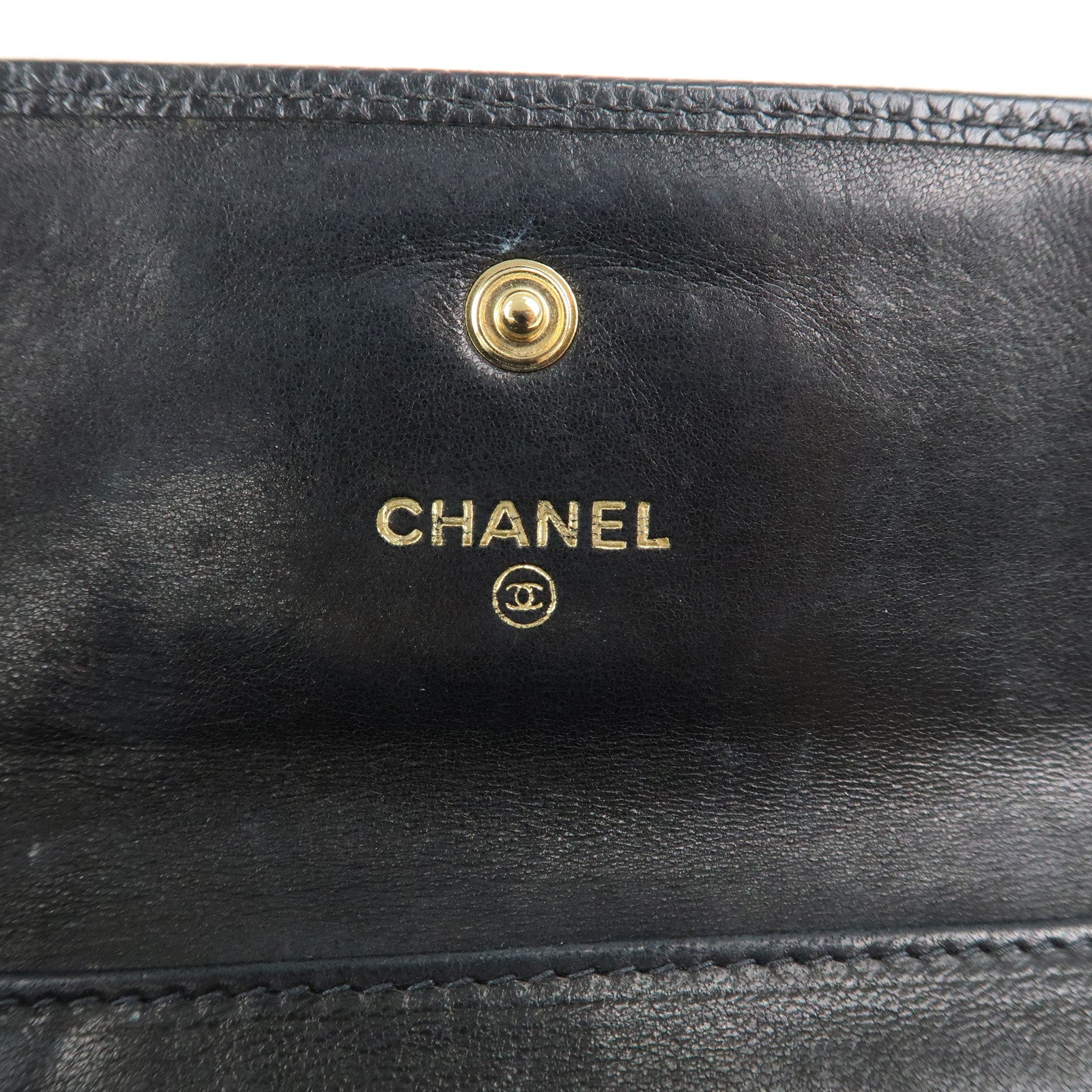 CHANEL COCO Mark Caviar Skin Bi-hold Wallet Black