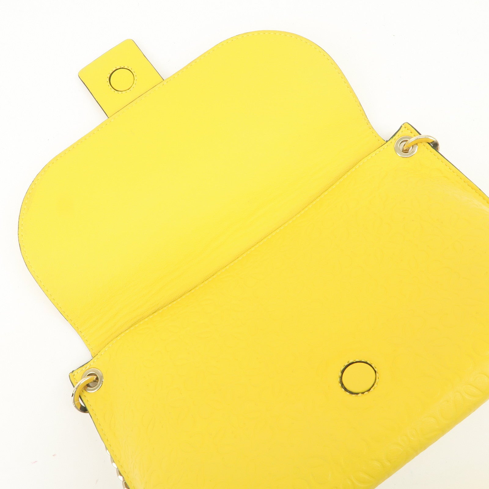 LOEWE Anagram Leather Avenue Chain Shoulder Bag Hand Bag Yellow Used