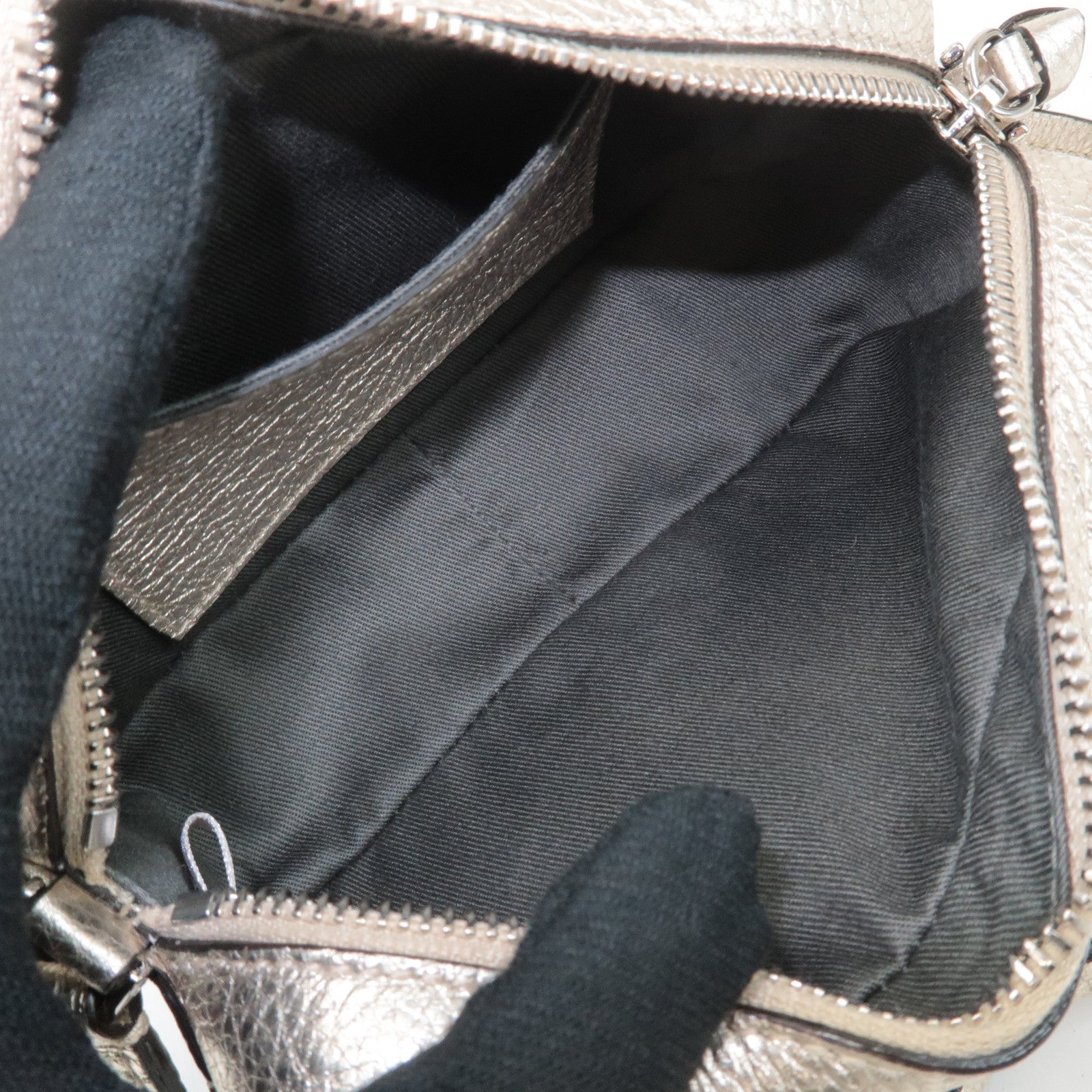 JIMMY CHOO Leather Studs Small Shoulder Bag Silver Used