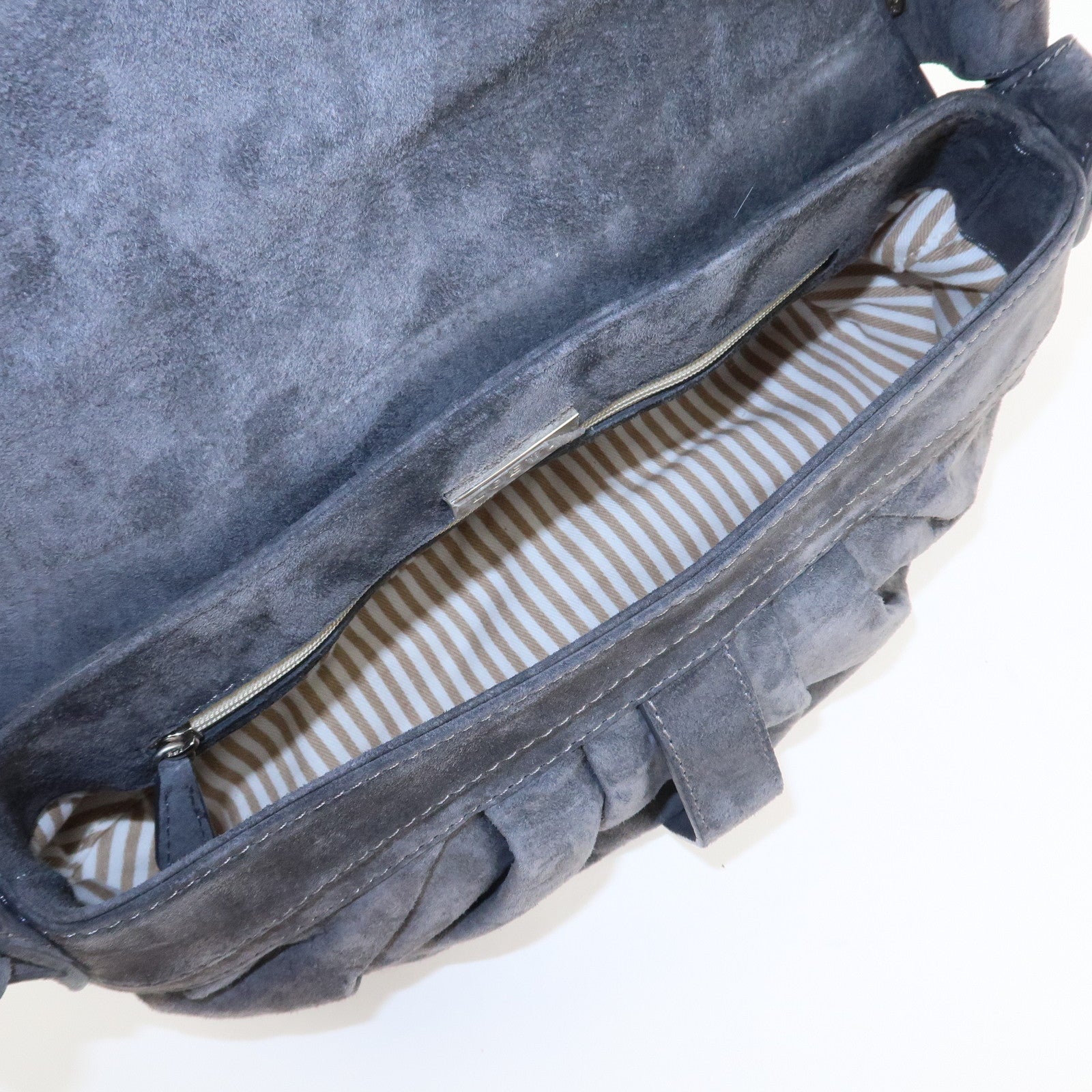 LOEWE Anagram Suede Leather Shoulder Bag Hand Bag Gray Used