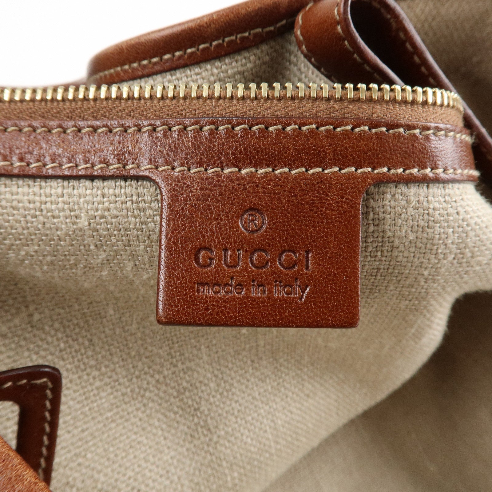 GUCCI Horsebit Canvas Leather Hand Bag Tote Bag 137621 Used
