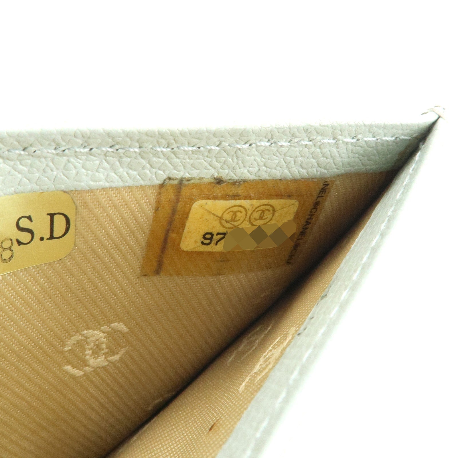 CHANEL COCO Button Leather Double Hook Wallet Mint blue A20902 Used