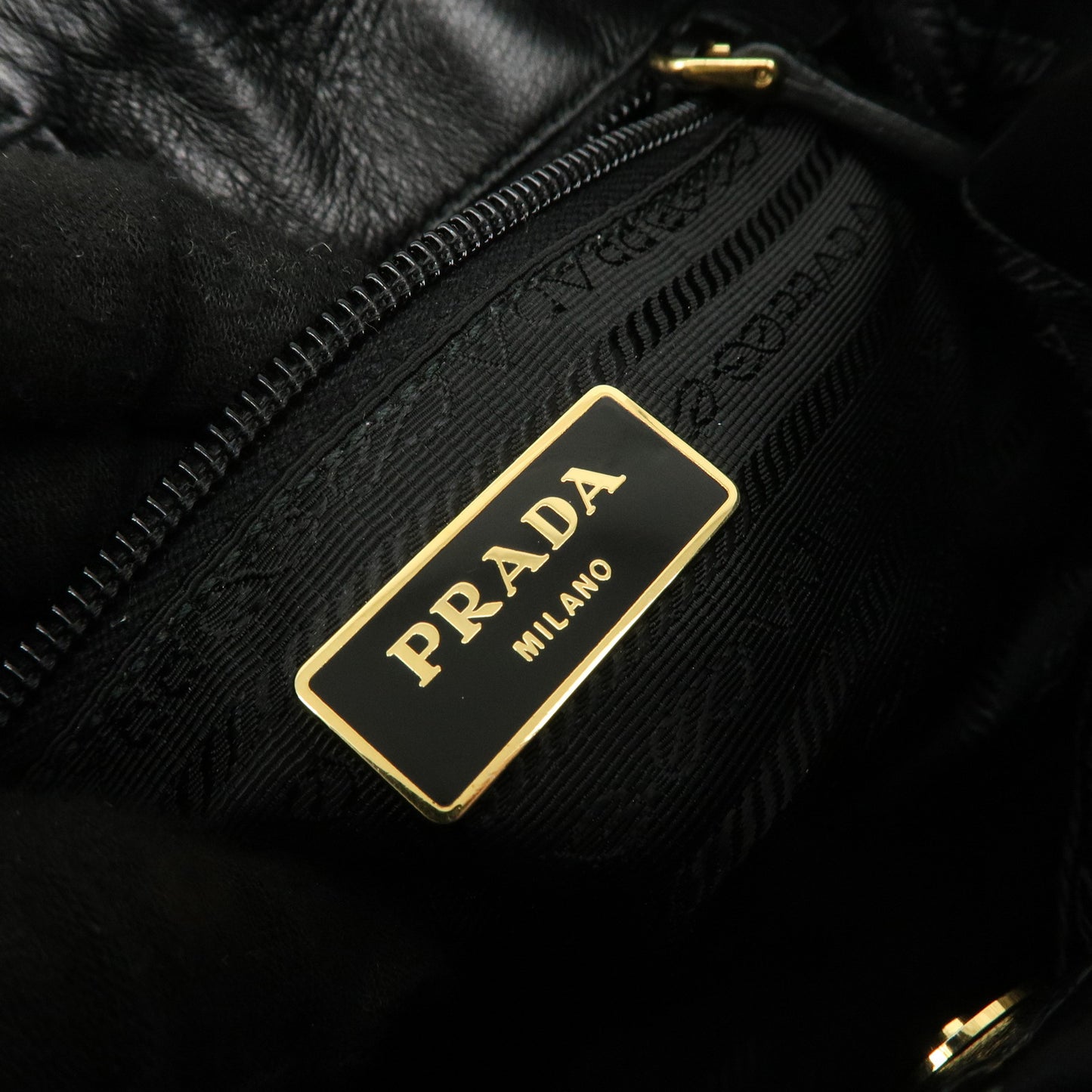 PRADA Nylon Leather Ribbon Shoulder Bag Hand Bag Black BR4237