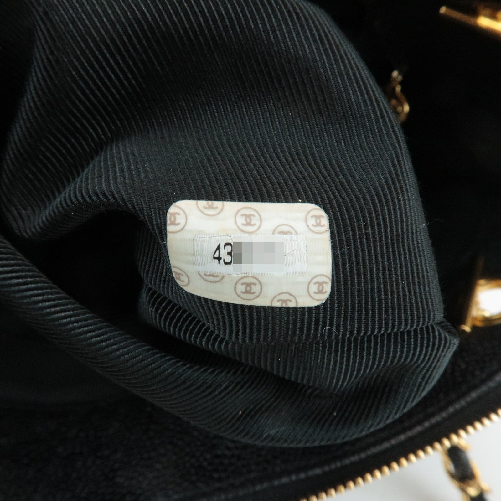 CHANEL Triple COCO Caviar Skin Chain Tote Bag Shoulder Bag Black Used