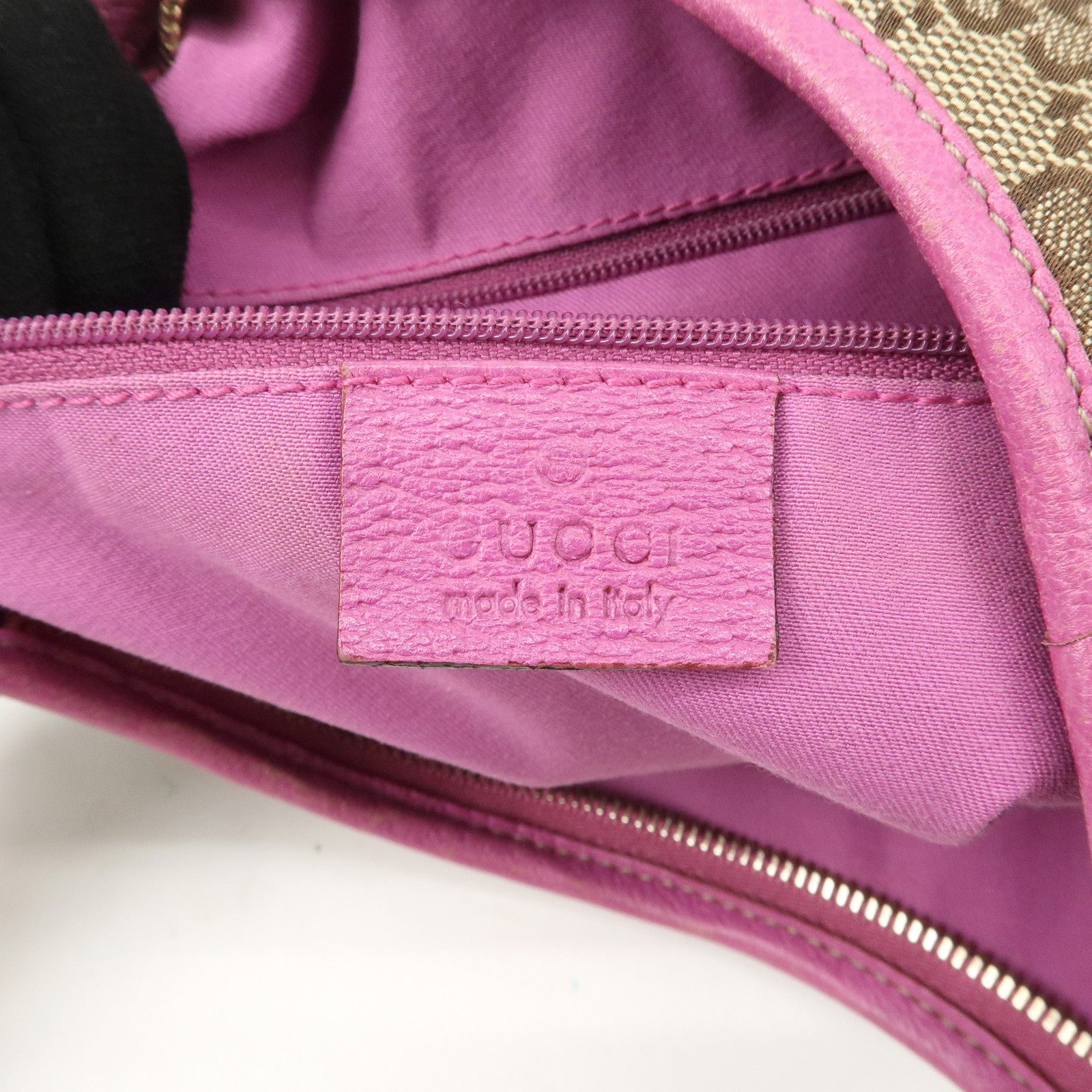 GUCCI Abbey GG Canvas Leather Shoulder Bag Beige Pink 130739 Used