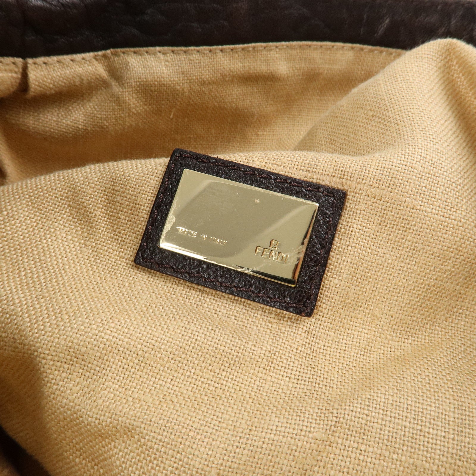 FENDI Zucca Canvas Leather Spy Bag Brown Black 8BR511 Used