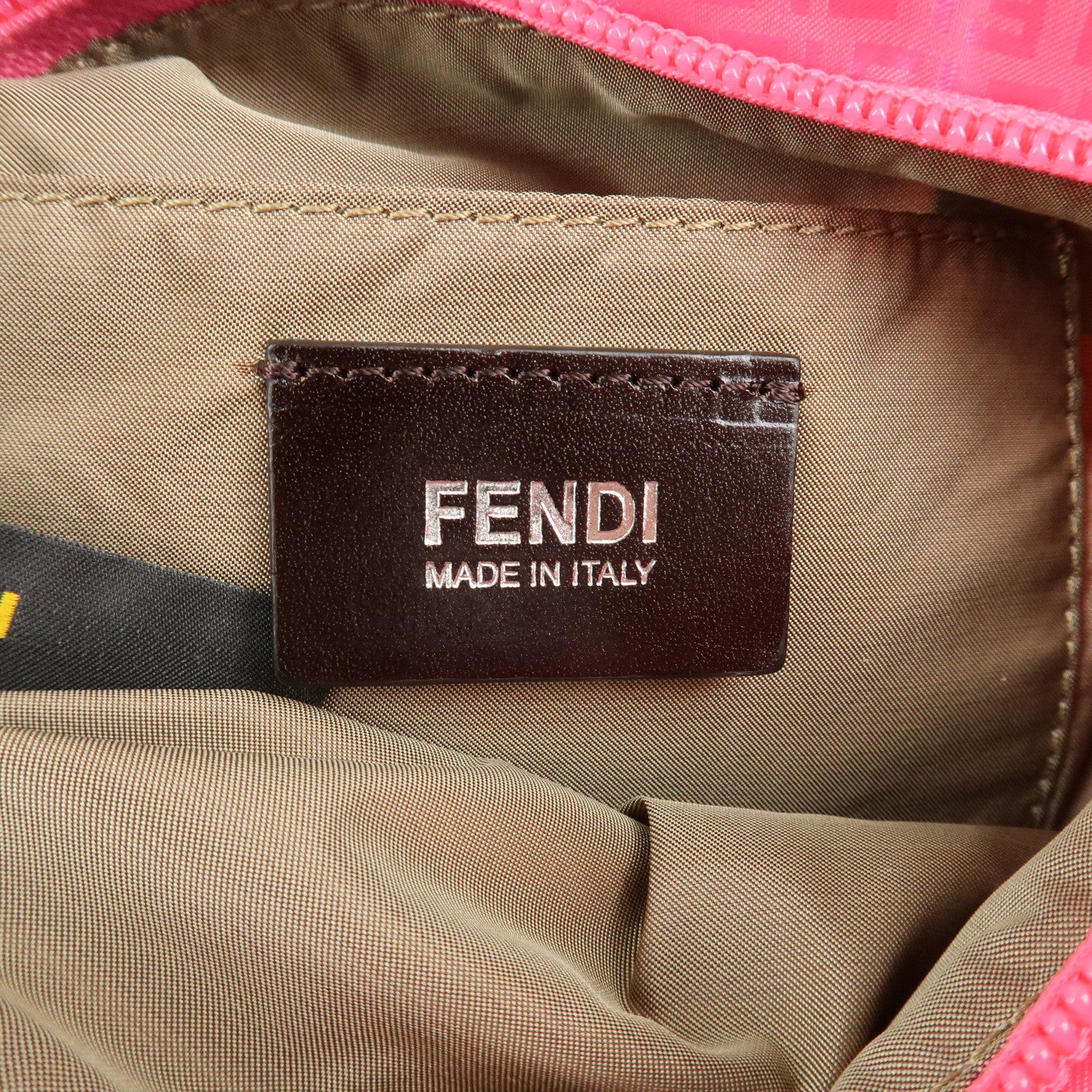 FENDI Zucchino Nylon Leather Small Handbag Pink brown 8BH245