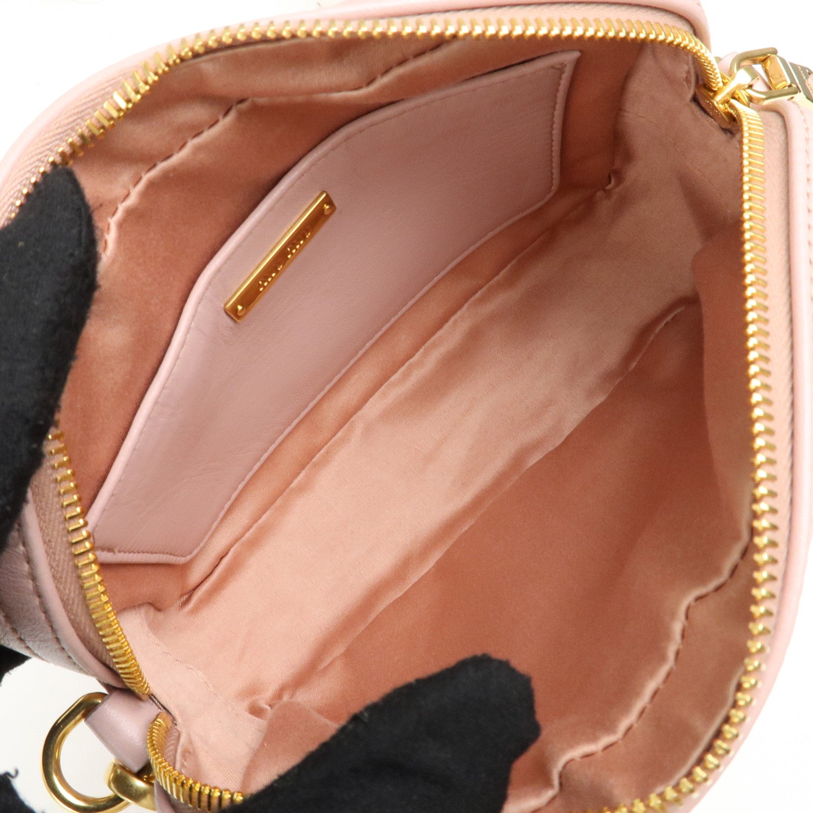 MIU MIU Matelasse Leather Chain Shoulder Bag Pink Beige