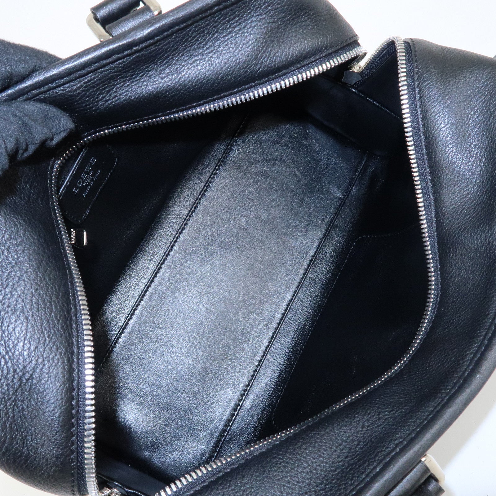 LOEWE Anagram Leather Amazona 28 Hand Bag Black Silver HDW