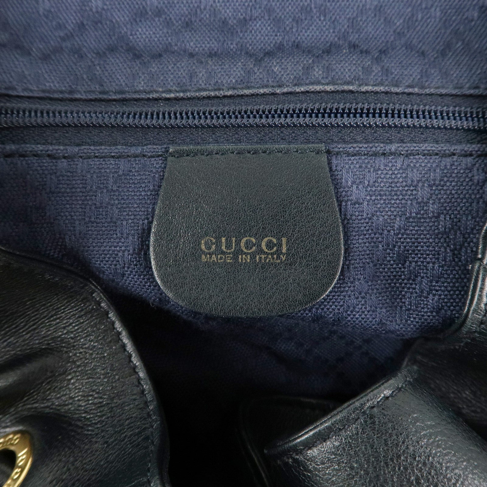 GUCCI Bamboo Leather Back Pack Dark Navy 003.2058.0016