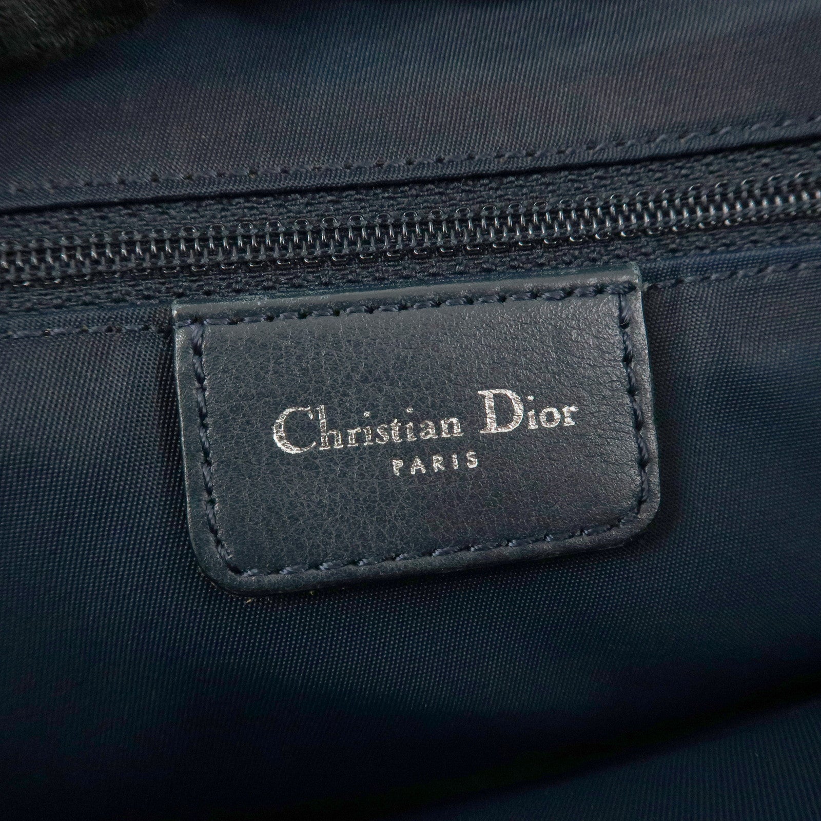 Christian Dior Trotter Canvas Leather Tote Bag Hand Bag Navy