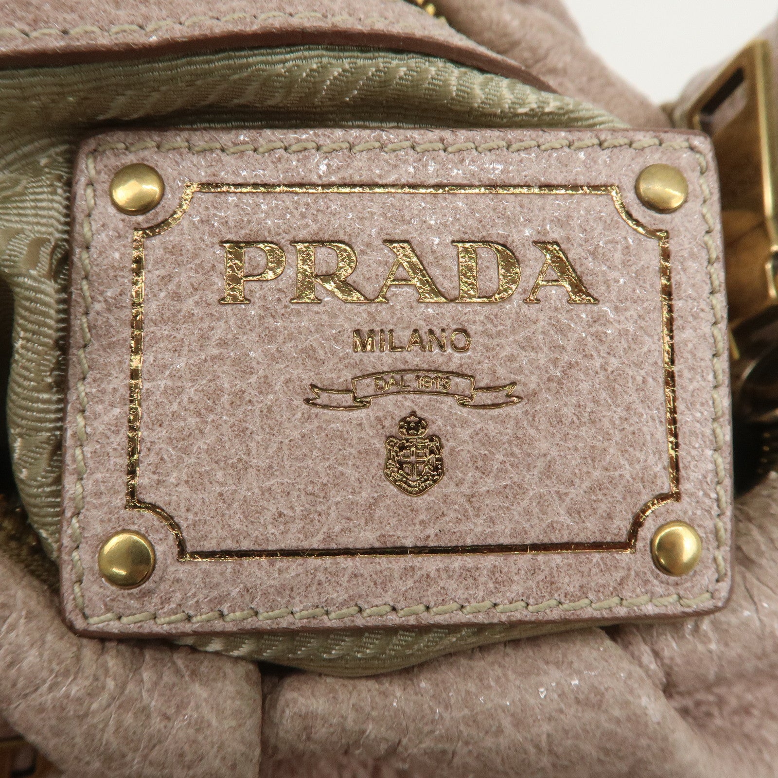 PRADA Leather Chain One-Shoulder Bag Pink Beige BR4243