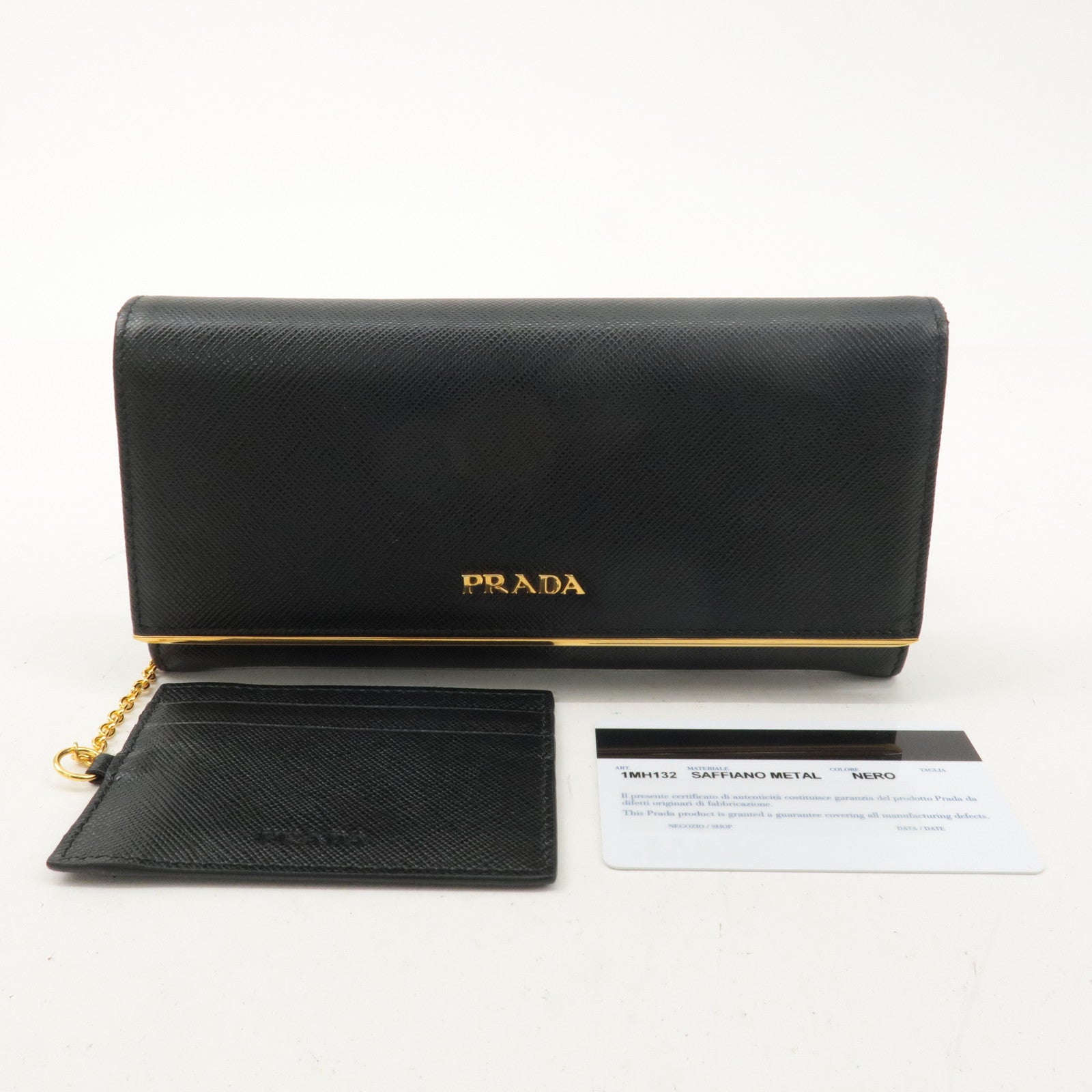 PRADA Saffiano Leather Bi-fold Long Wallet Black 1MH132