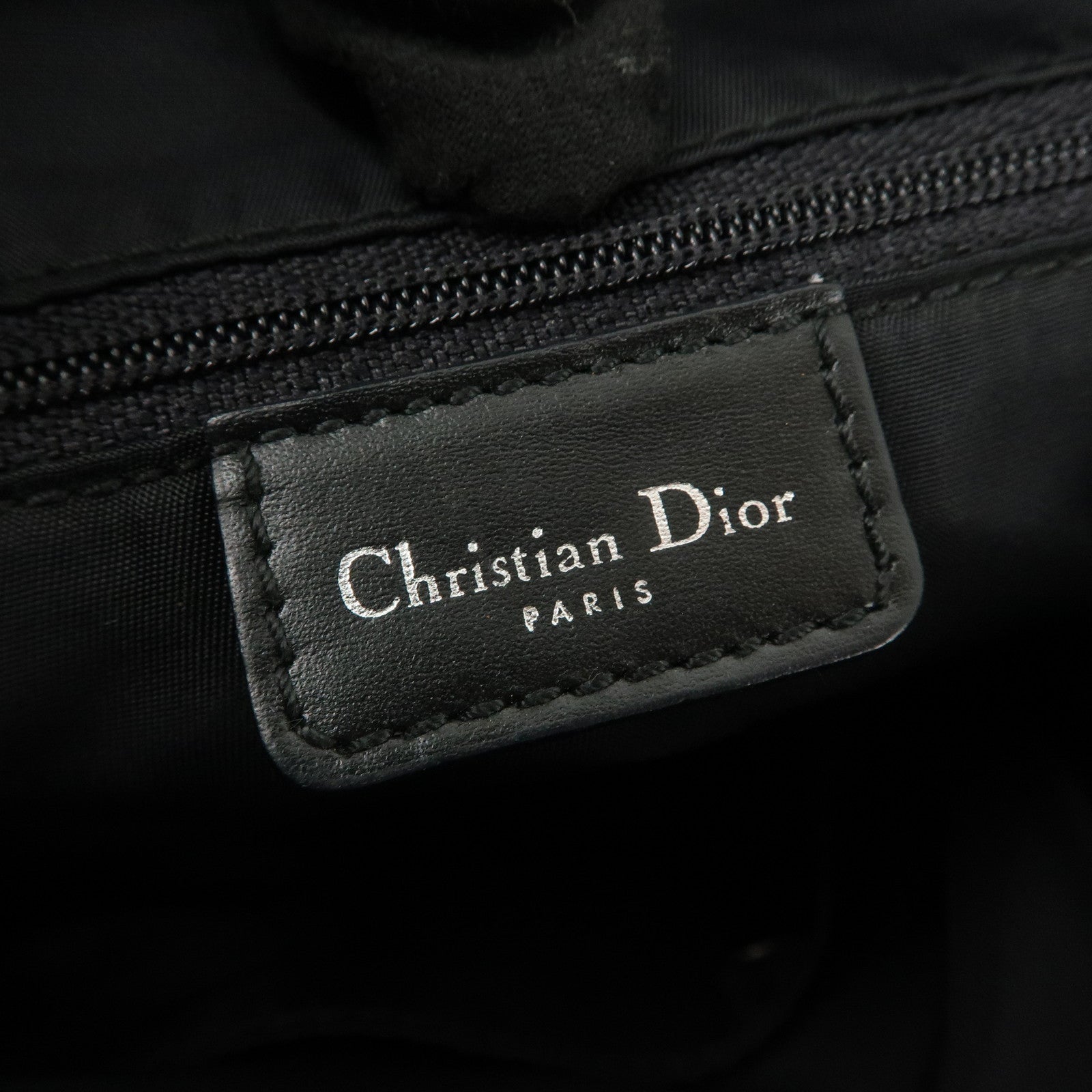 Christian Dior Canvas Leather Trotter Boston Bag Black White