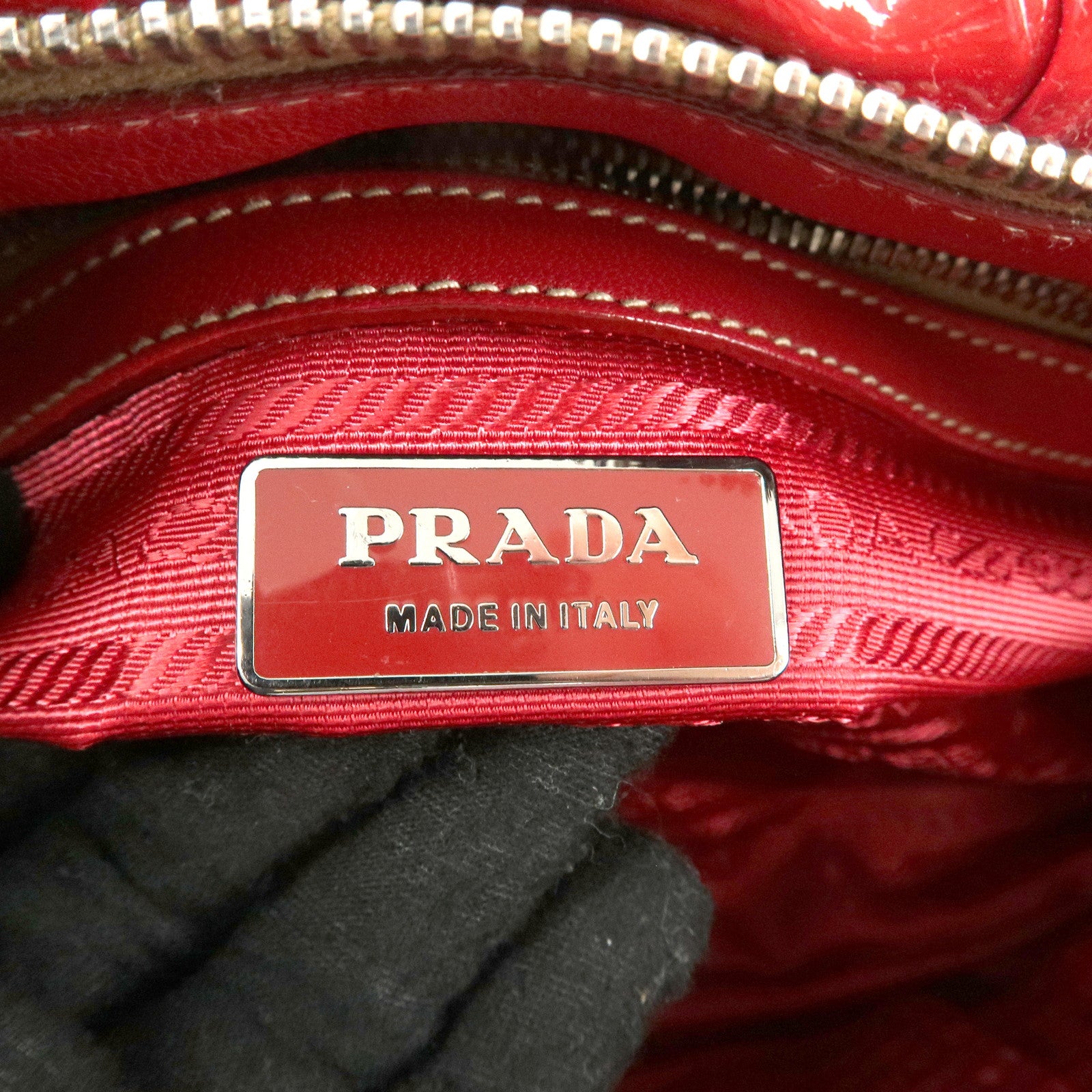 PRADA Patent Leather 2Way Bag Hand Bag Shoulder Bag Red