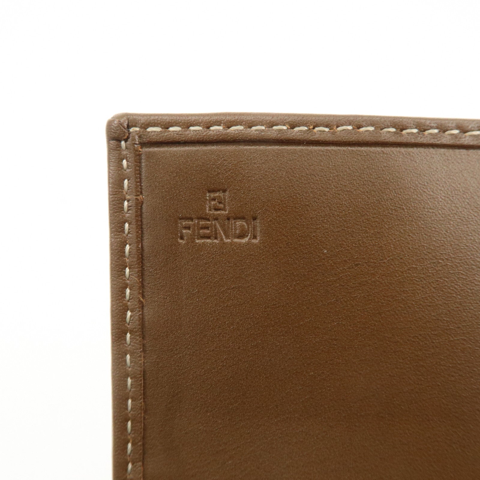 FENDI Zucchino Canvas Leather Long Wallet Brown 8M0000