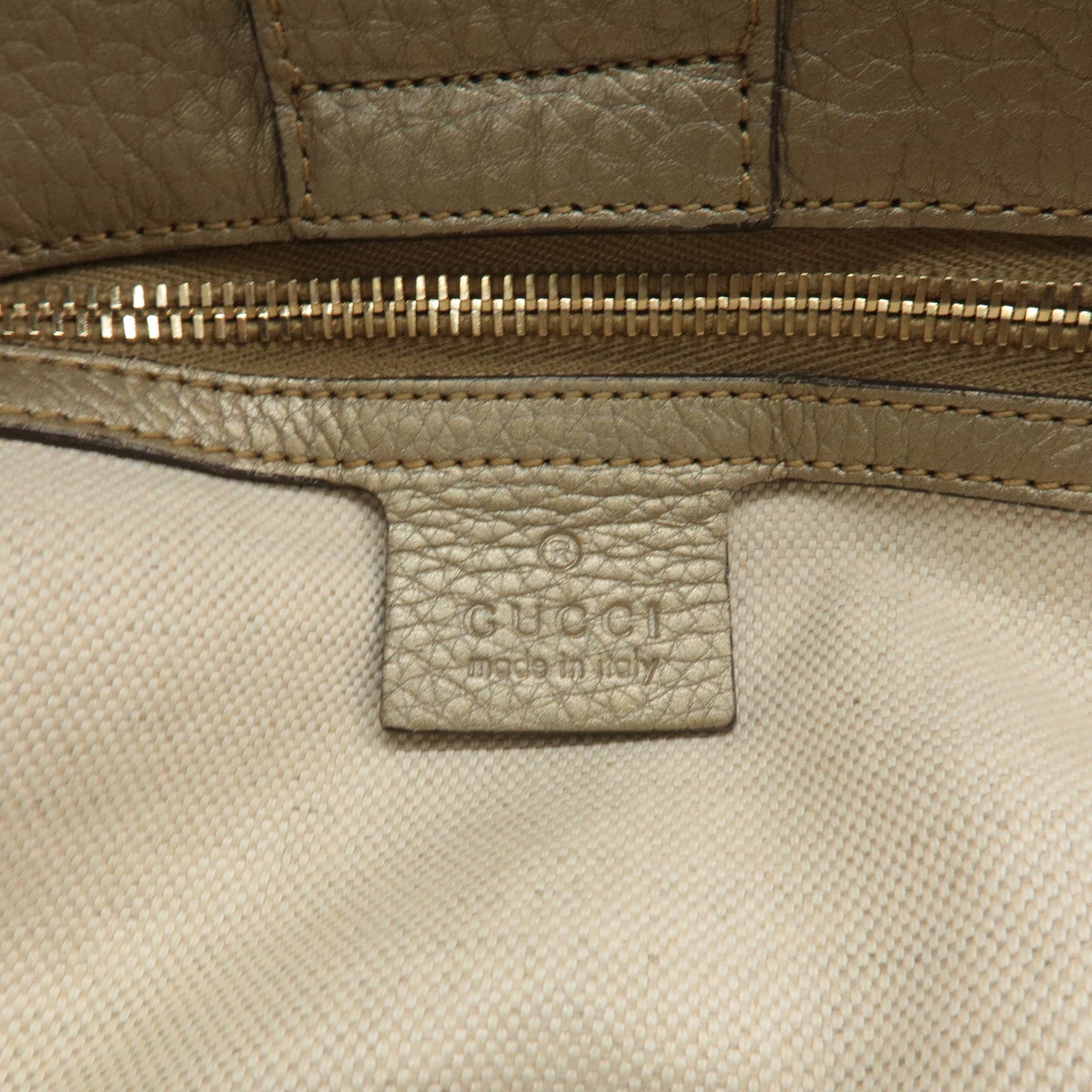 GUCCI Bamboo Leather Shopper Medium 2Way Bag Gold 323660