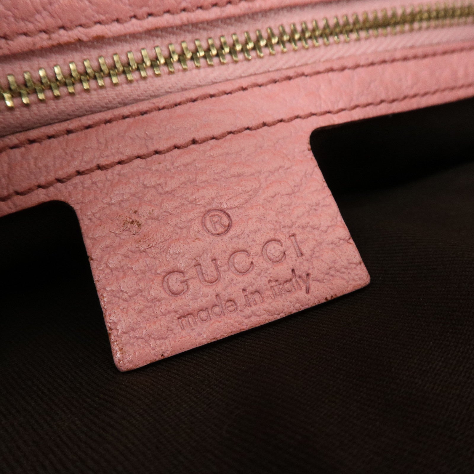 GUCCI Bamboo Leather Shoulder Bag Hand Bag Studs Pink 137378