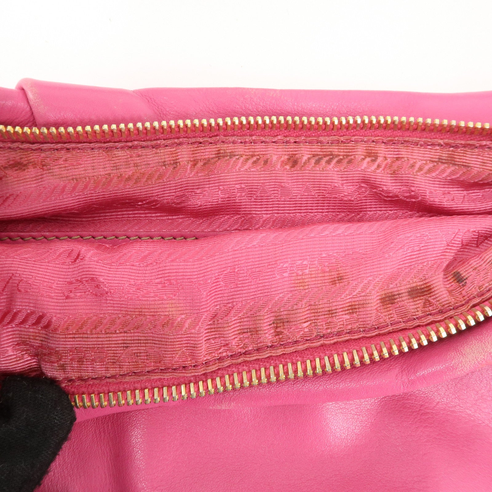 PRADA Leather Shoulder Bag Pink Gold Hardware BR4111