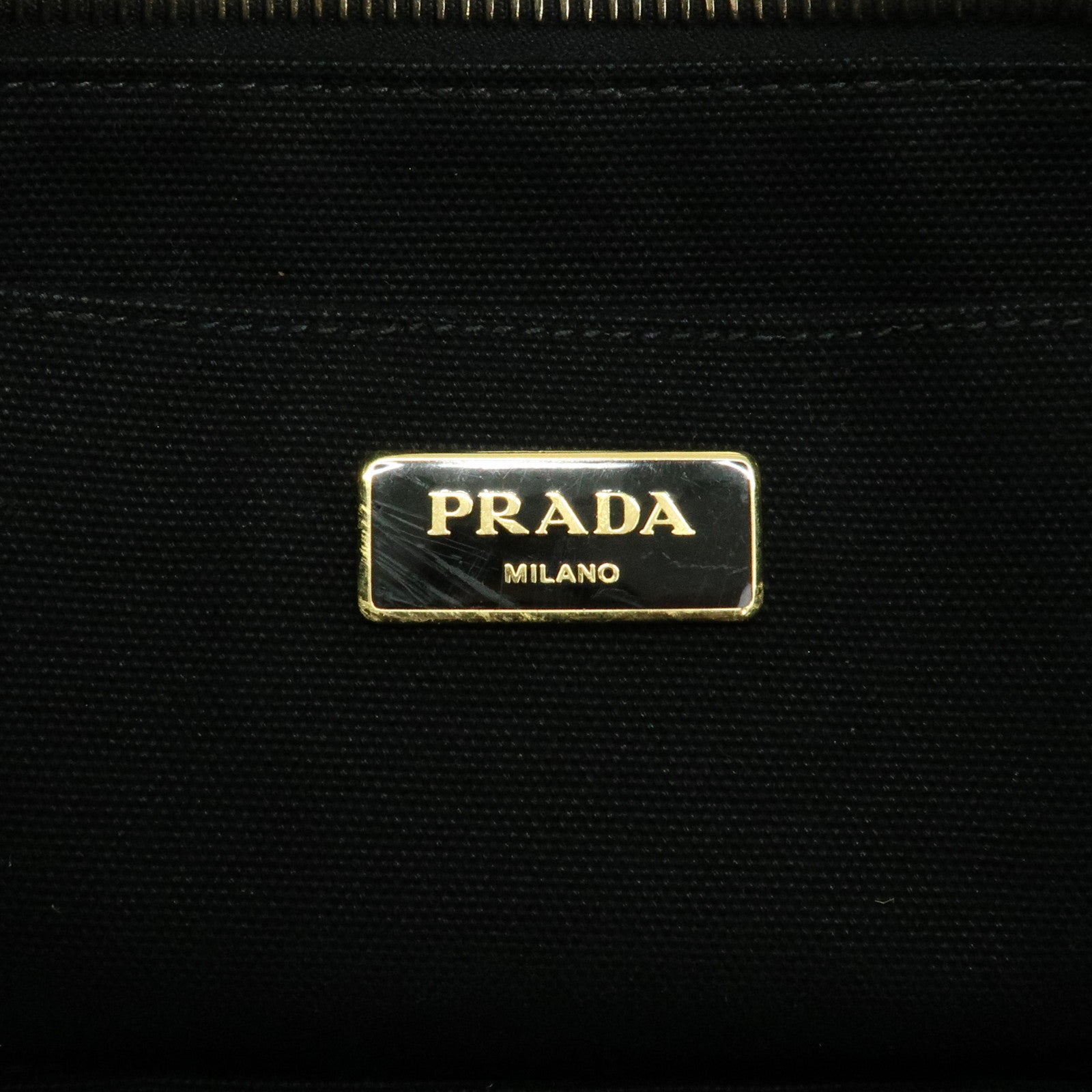 PRADA Logo Canvas Canapa Mini Tote Bag Hand Bag Black BN2439