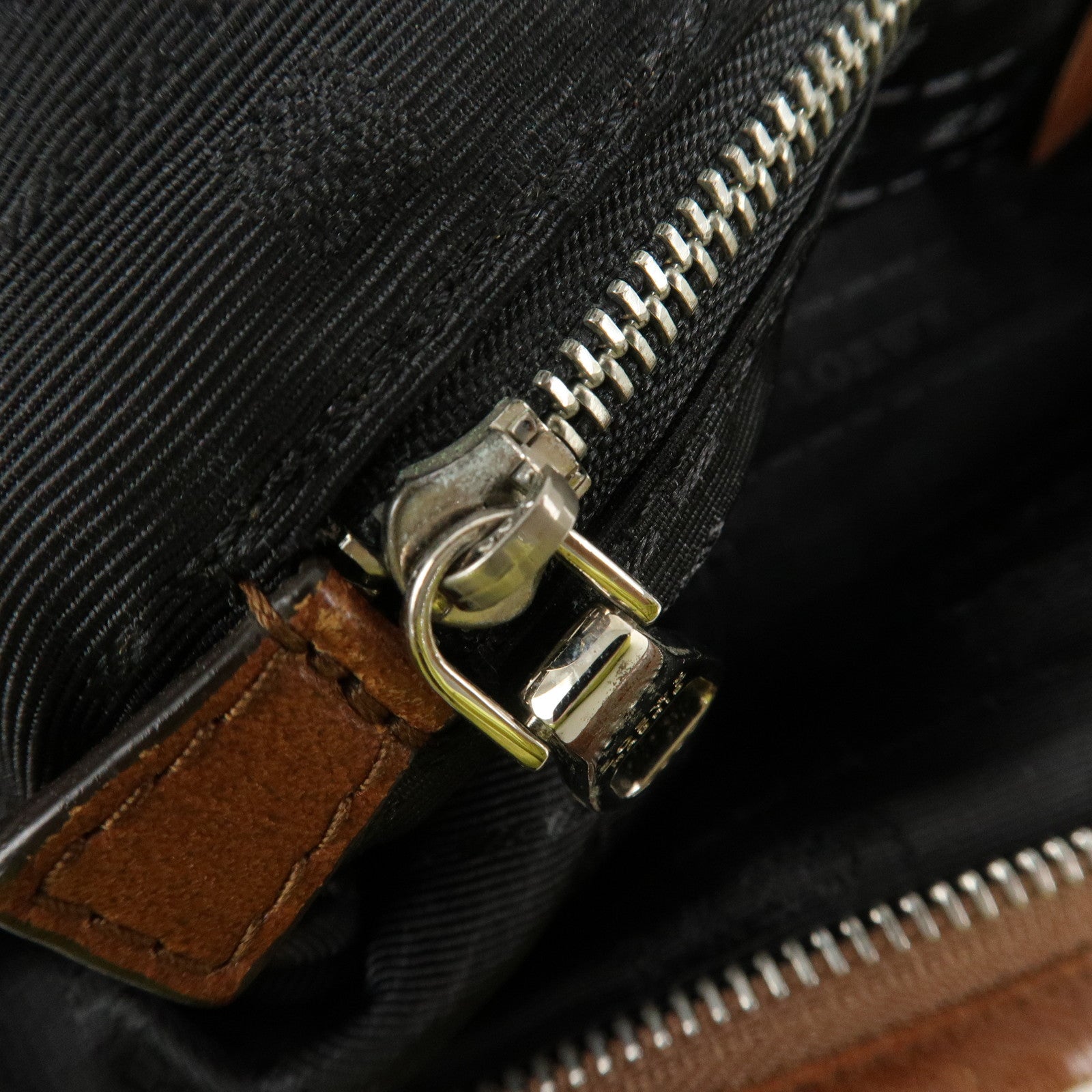 LOEWE Leather Shoulder Bag Cross Body Bag Brown Black Silver HDW Used