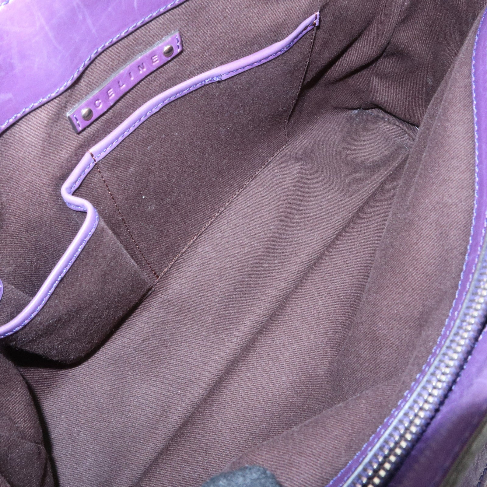 CELINE Leather Boogie Bag Hand Bag Purple Used