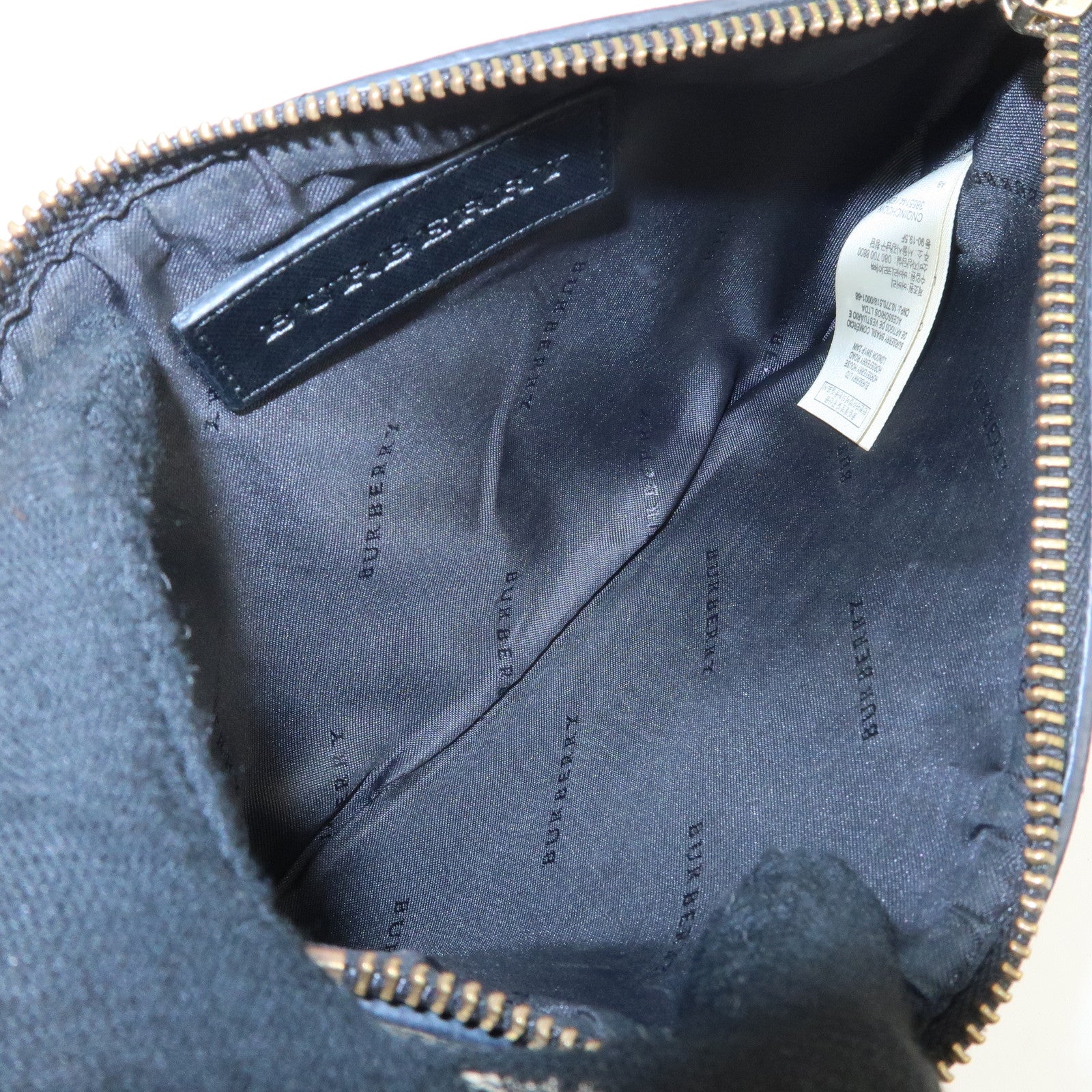 BURBERRY Nova Plaid PVC Leather Shoulder Bag Hand Bag Black Used