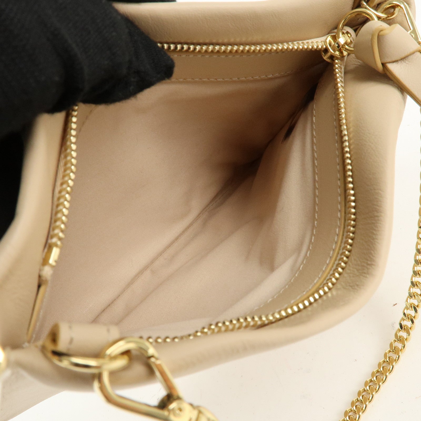 Chloe Leather Chain Shoulder Bag  Mini Bag Gold HDW Beige Used