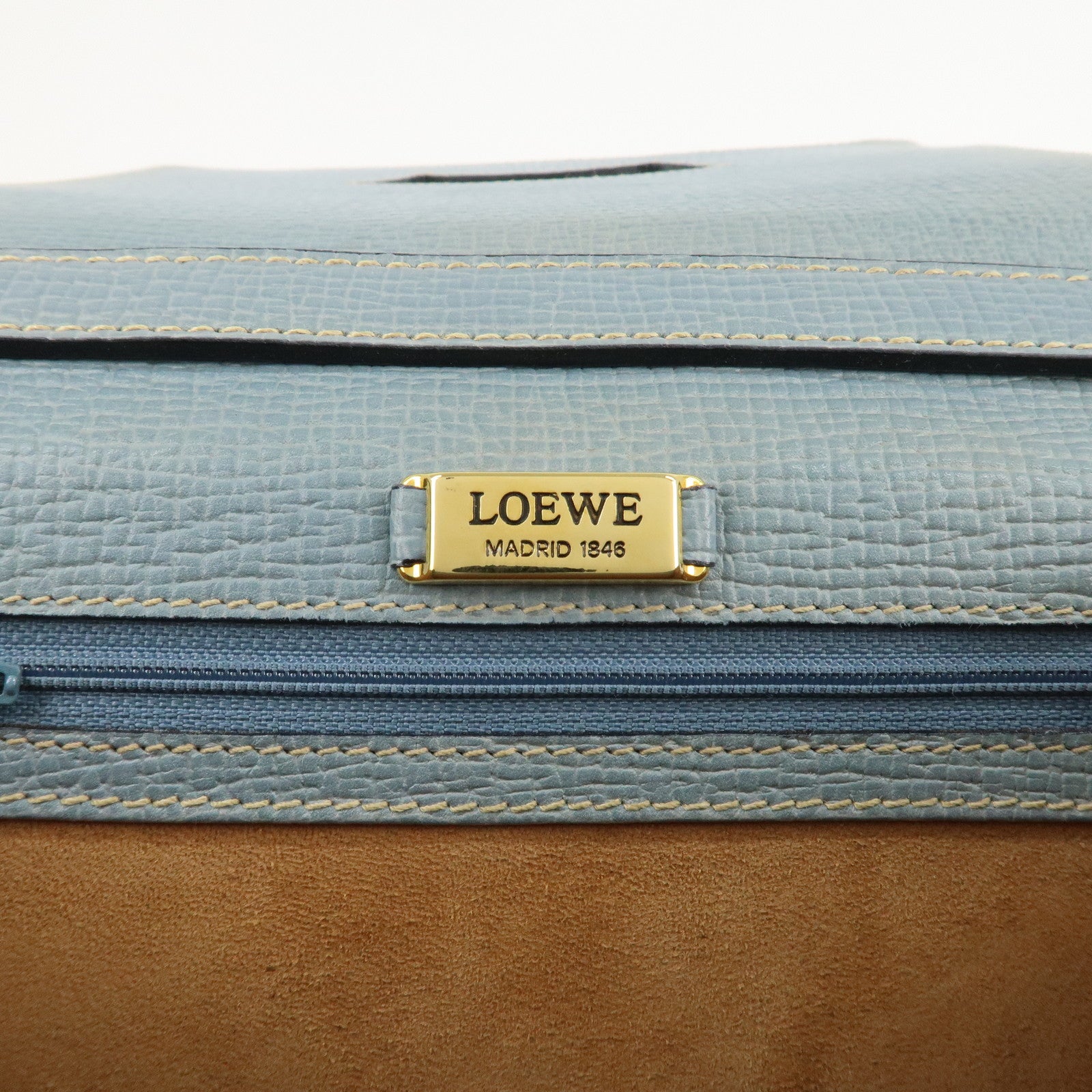 LOEWE Barcelona Leather 2Way Bag Shoulder Bag Light Blue