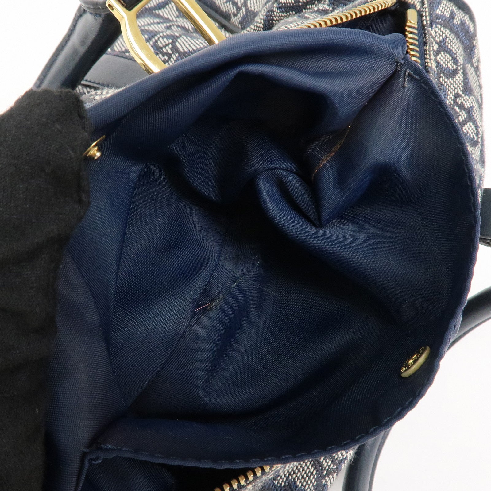 Christian Dior Trotter Canvas Leather Mini Boston Bag Navy