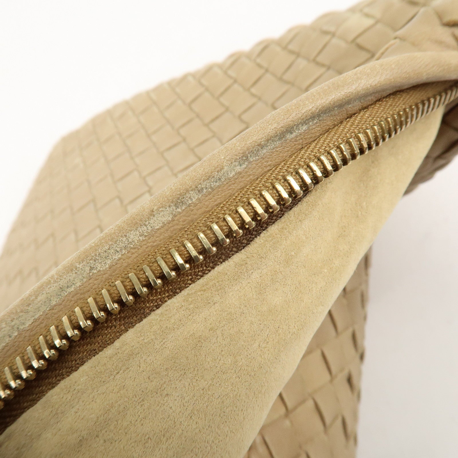 BOTTEGA VENETA Hobo Intrecciato Leather Shoulder Bag Beige 115653 Used