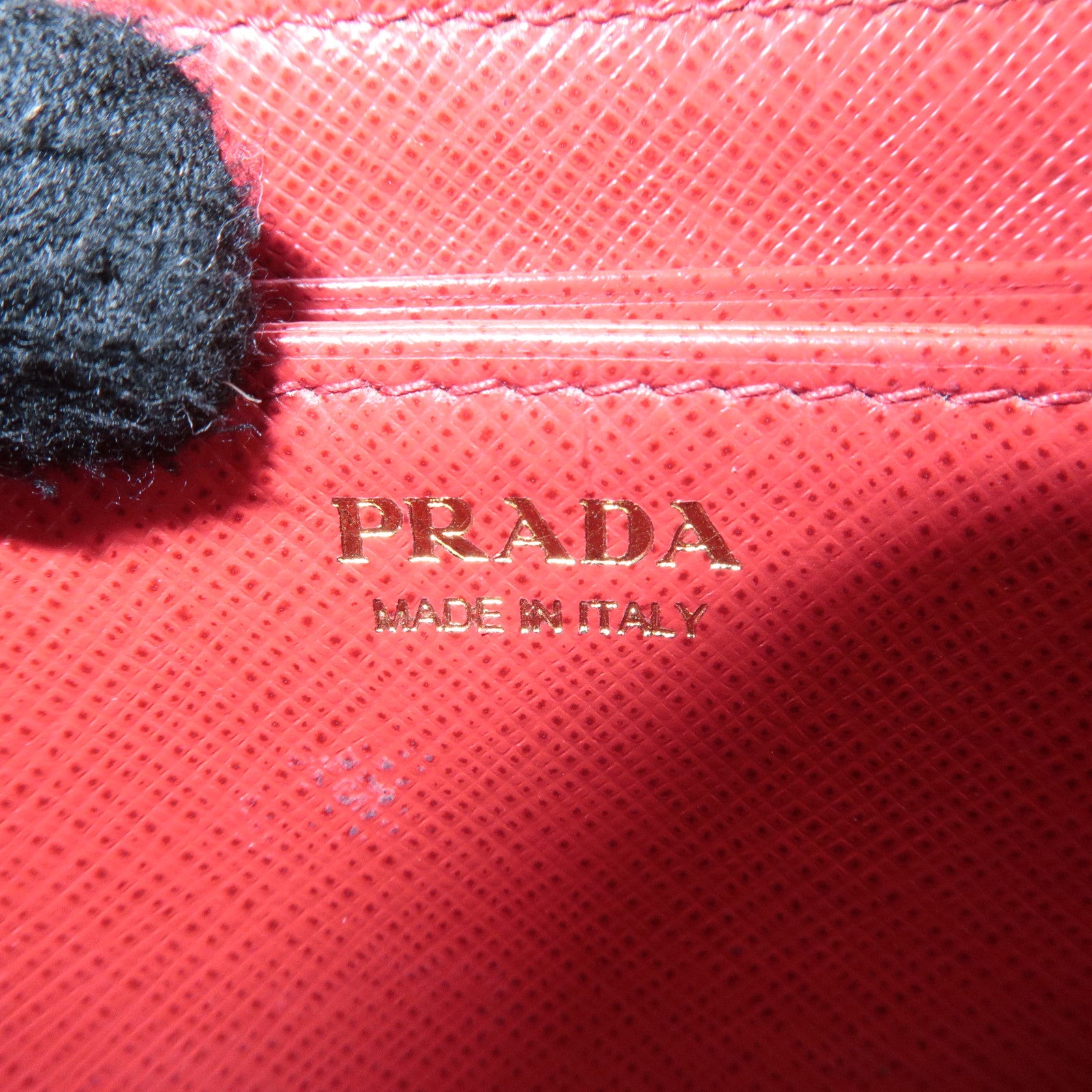 PRADA Saffiano Leather Round Zipper Coin Case Red