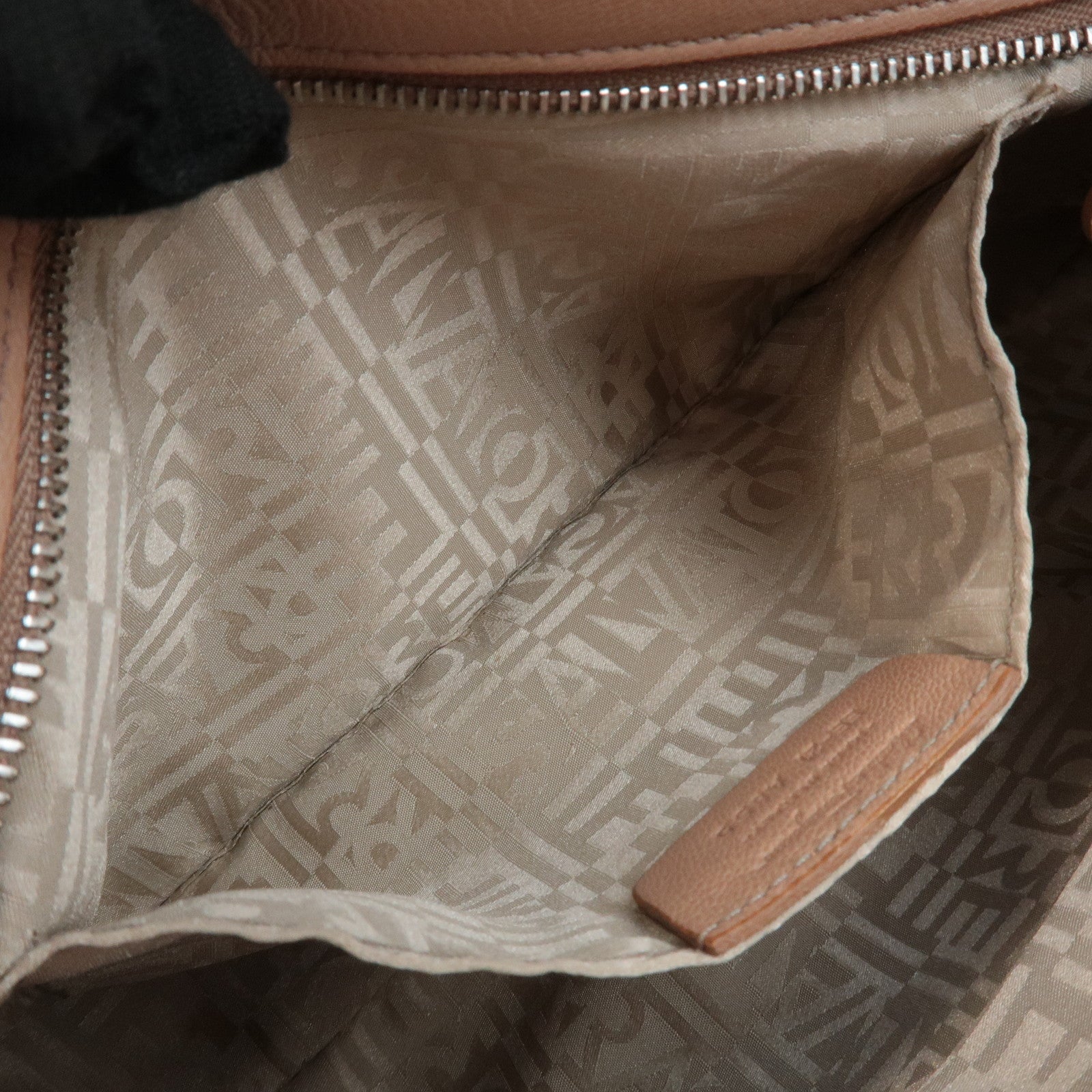 Ferragamo Gancini Leather Shoulder Bag Beige Silver Hardware Used