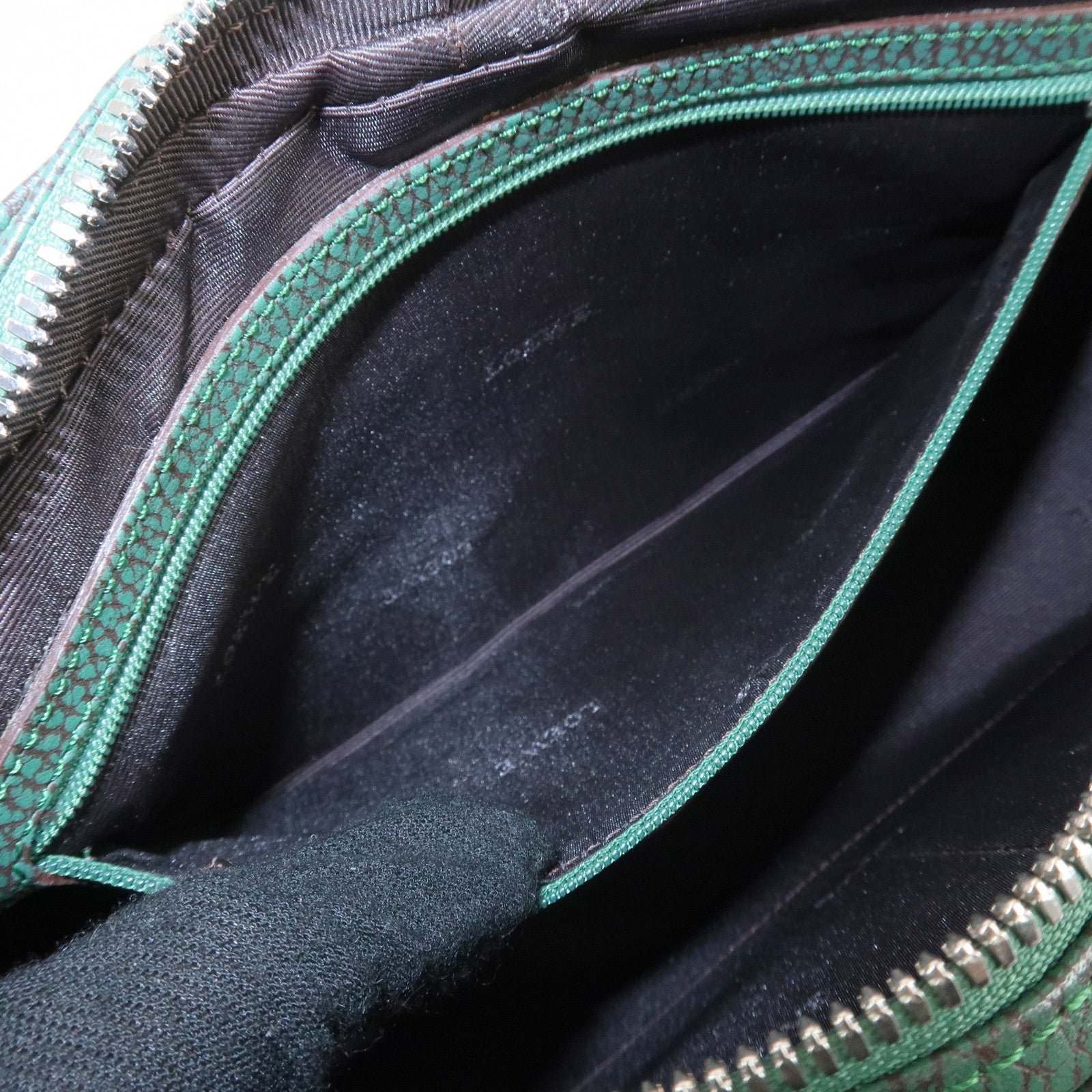 LOEWE Senda Leather Shoulder Bag Hand Bag Green Used