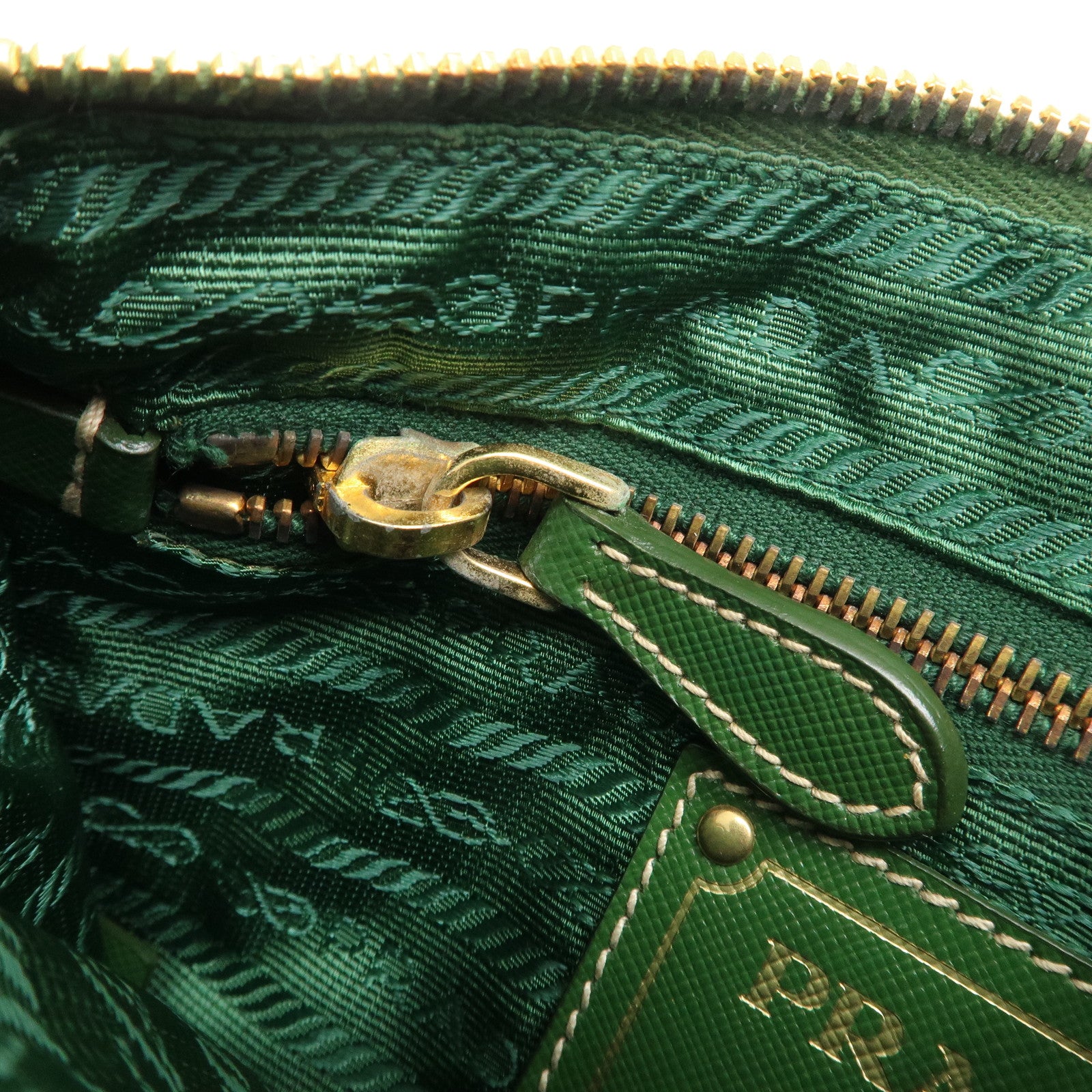 PRADA Nylon Saffiano Leather Shoulder Bag Pouch Green BT0604