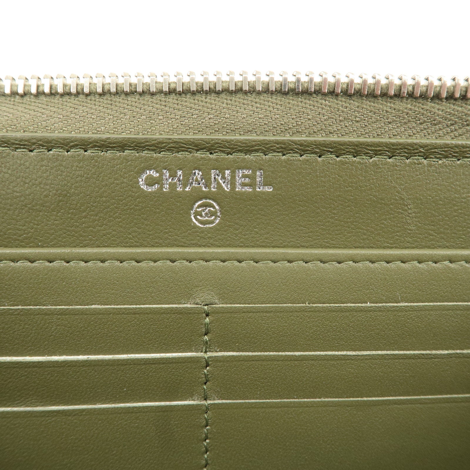 CHANEL Boy Chanel Rhine Stone Leather Round Zipper Long Wallet