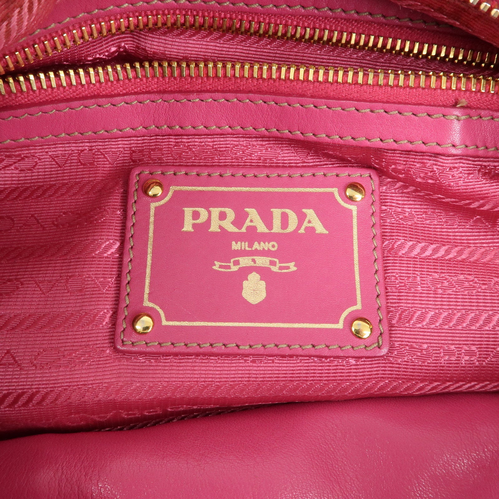 PRADA Leather Shoulder Bag Pink Gold Hardware BR4111