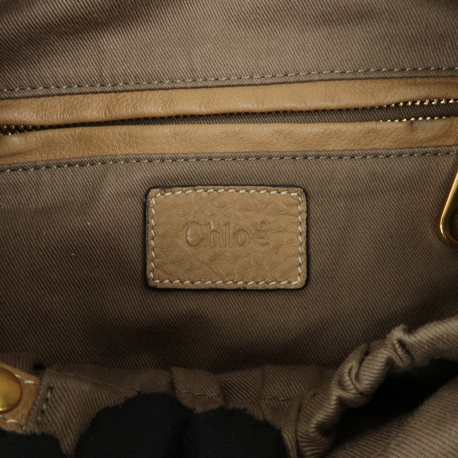 Chloe Marcie Leather Shoulder Bag Hand Bag Beige Used