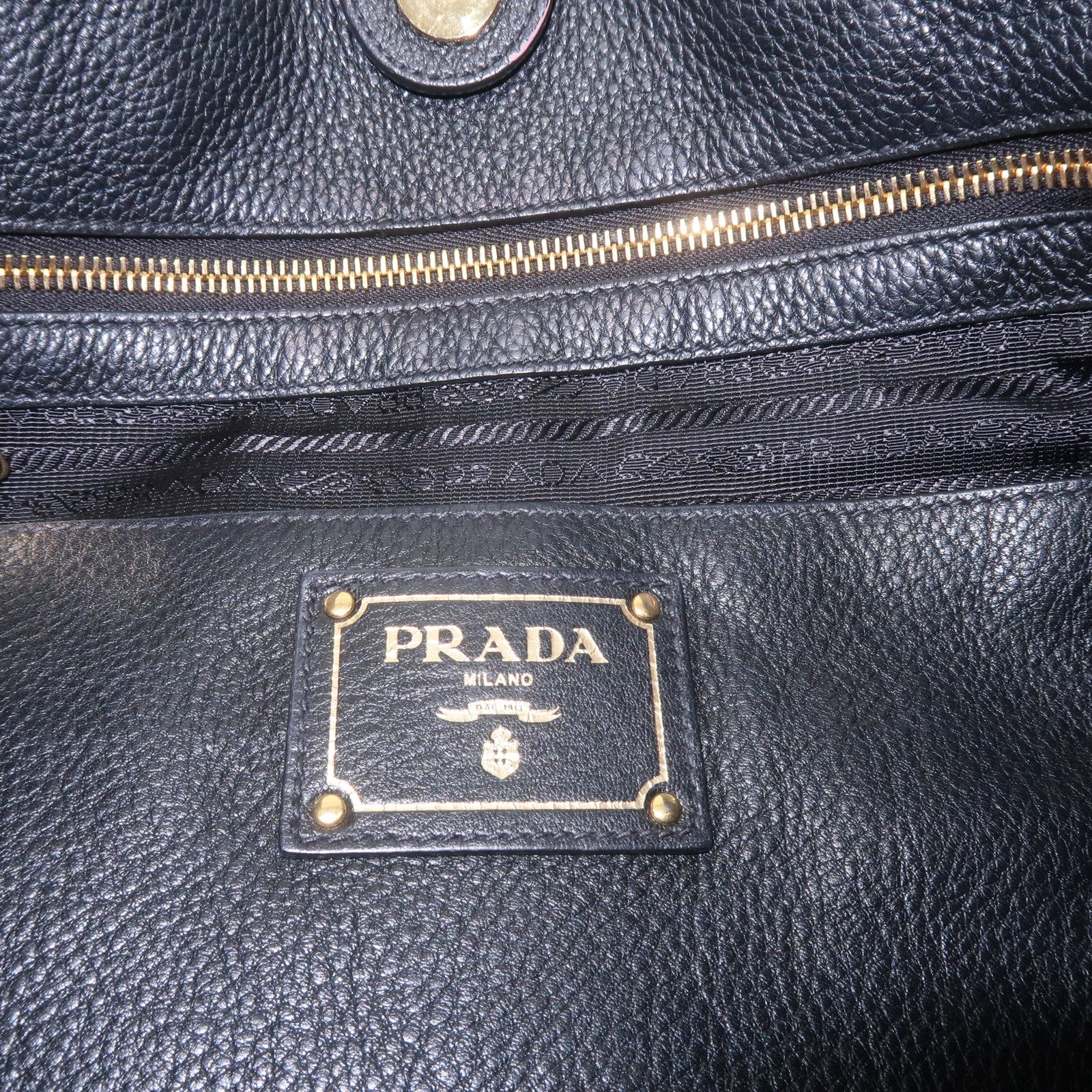 PRADA Leather 2way Bag Tote Bag Black 1BG865