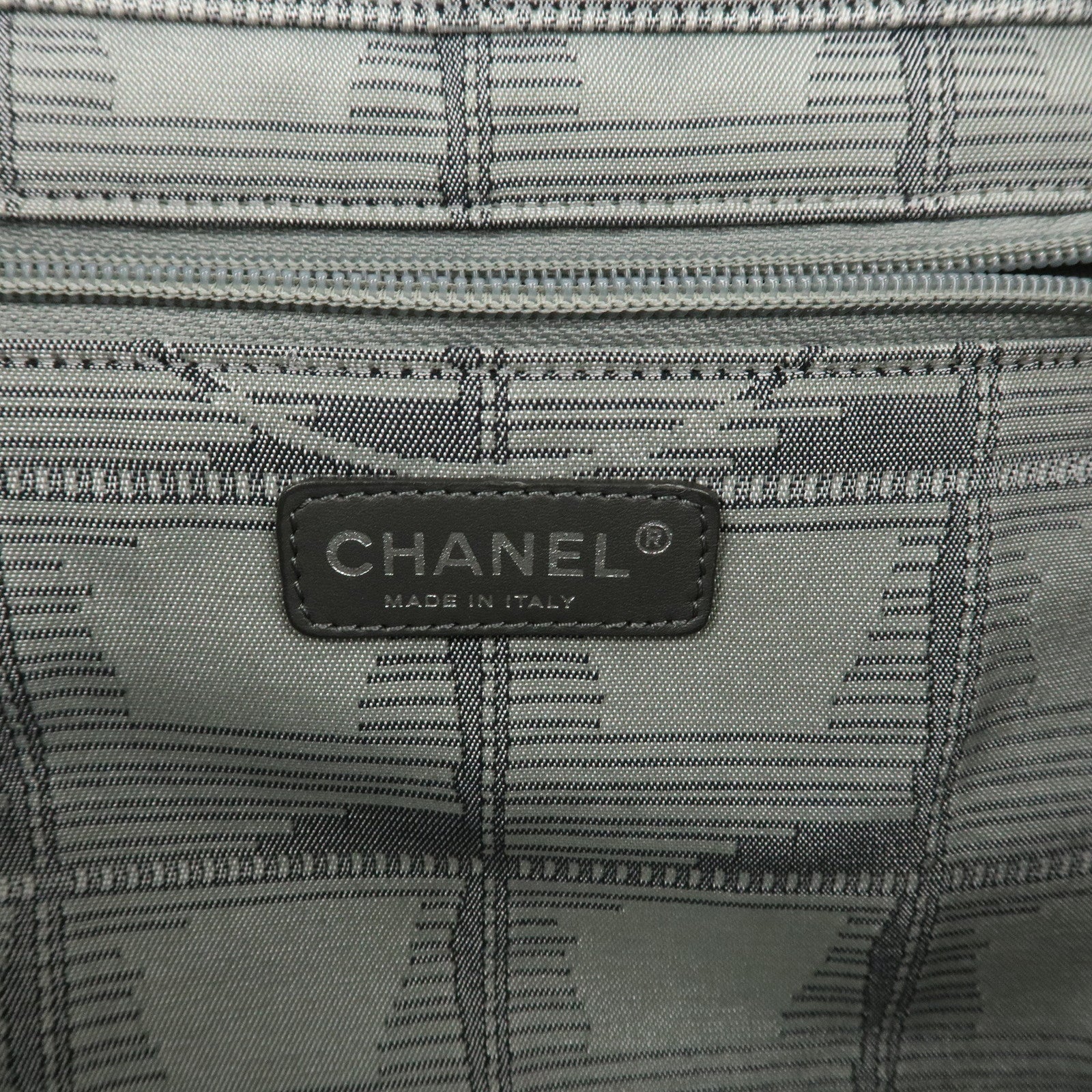 CHANEL New Travel Line Nylon Jacquard Leather Tote MM A47147