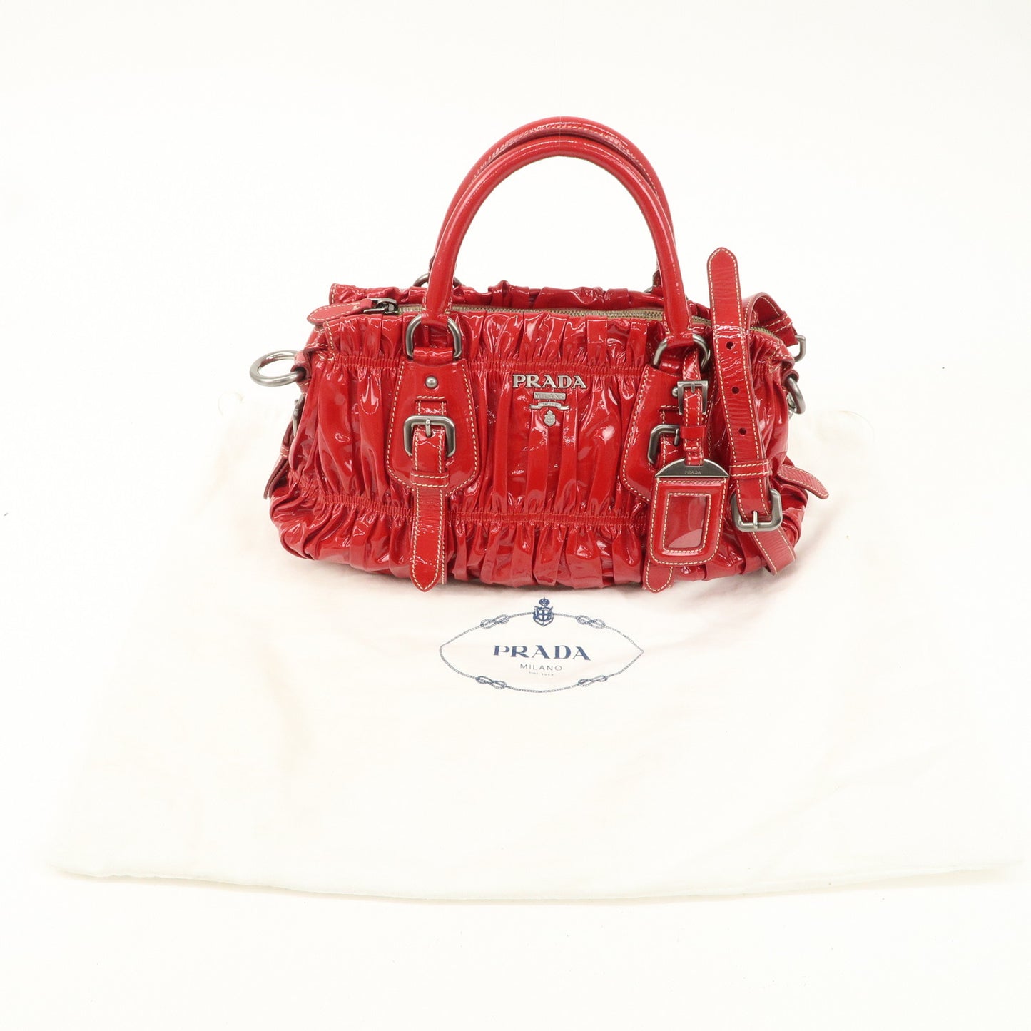 PRADA Patent Leather 2Way Bag Hand Bag Shoulder Bag Red