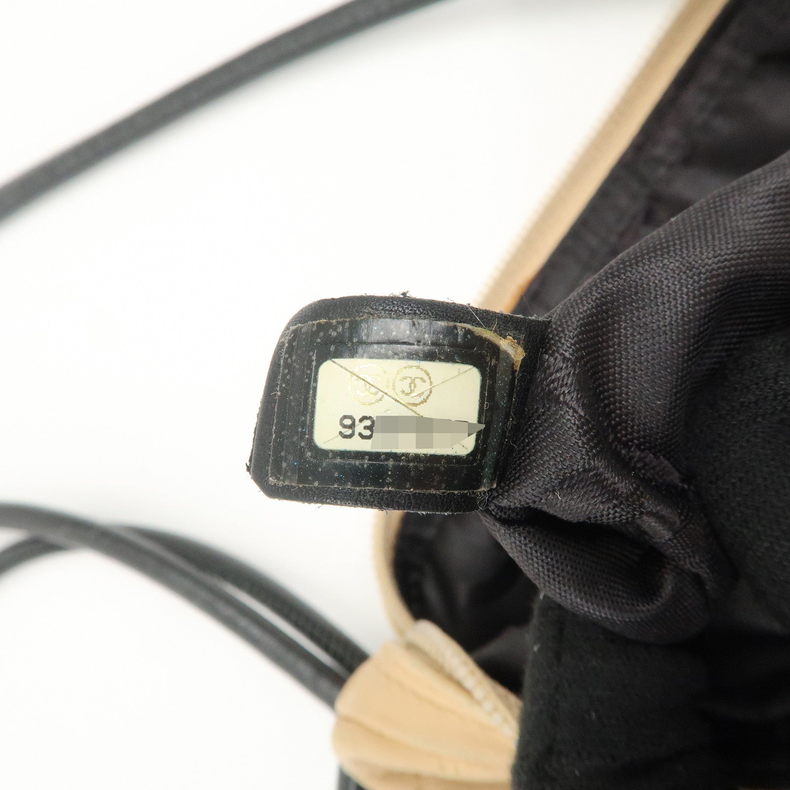 CHANEL Cambon Line Lambskin Shoulder Bag Beige Black A25178 Used