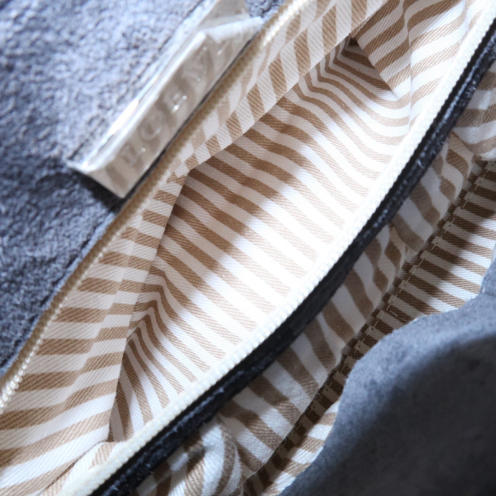 LOEWE Anagram Suede Leather Shoulder Bag Hand Bag Gray Used