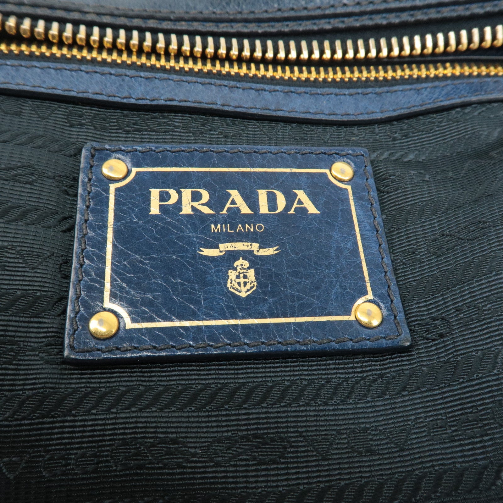 PRADA Leather 2way Hand Bag Shoulder Bag Blue BL0821