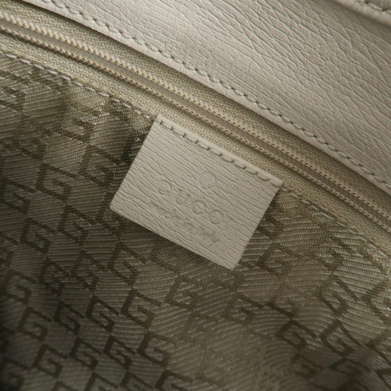 GUCCI Jackie Leather Shoulder Bag Ivory 002.1067 Used