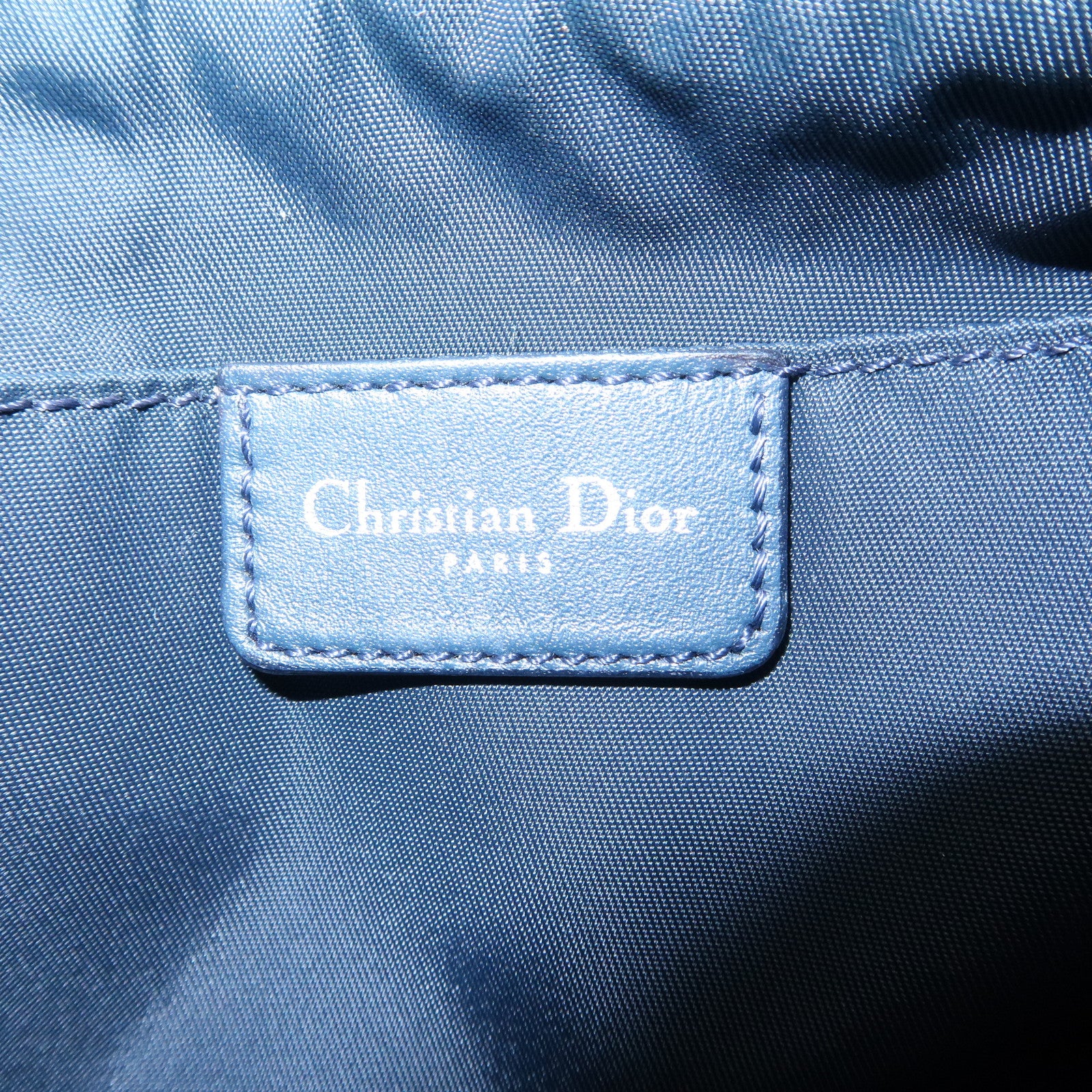 Christian Dior Trotter Canvas Leather Shoulder Bag Navy