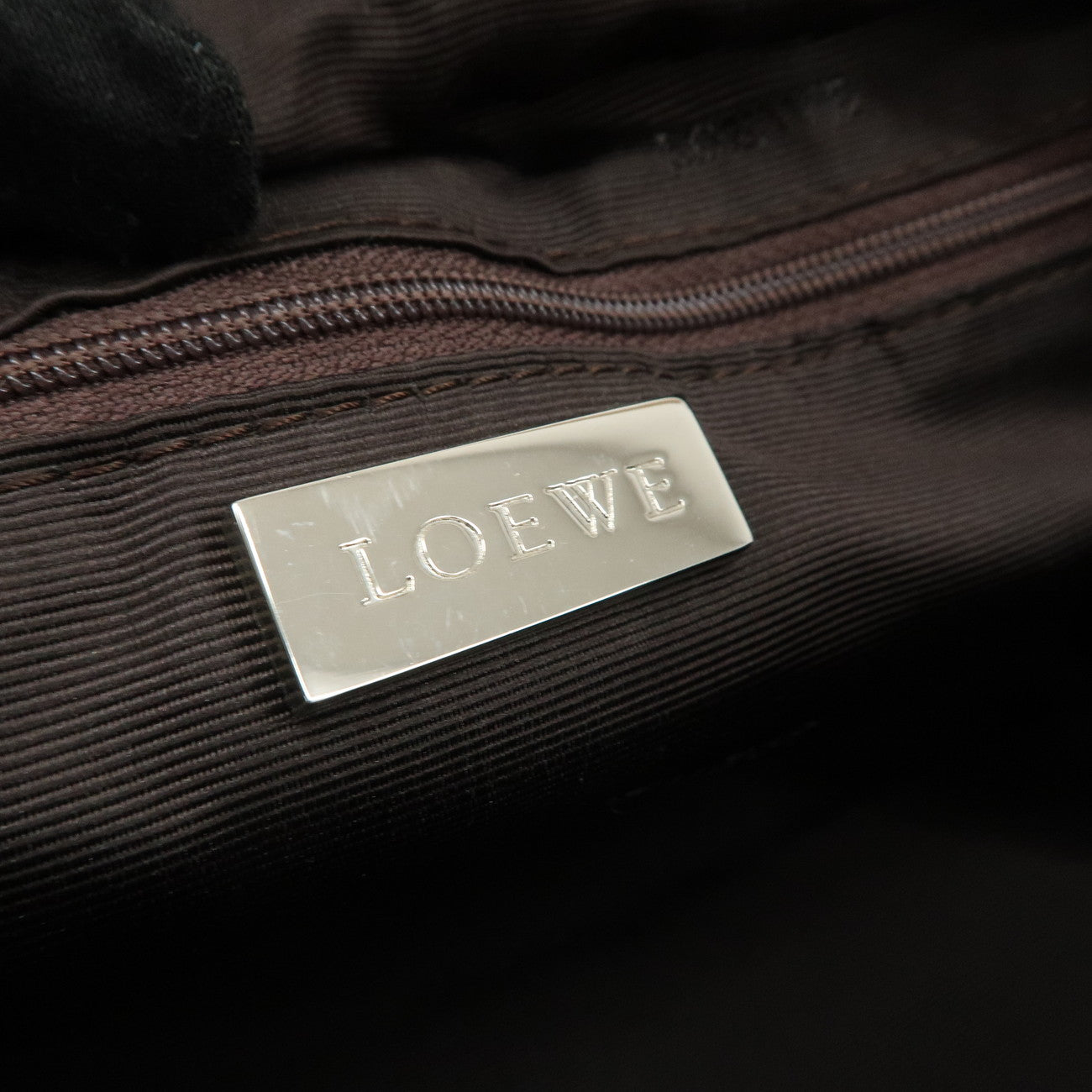 LOEWE Leather Suede Amasona28 Hand Bag Navy Brown